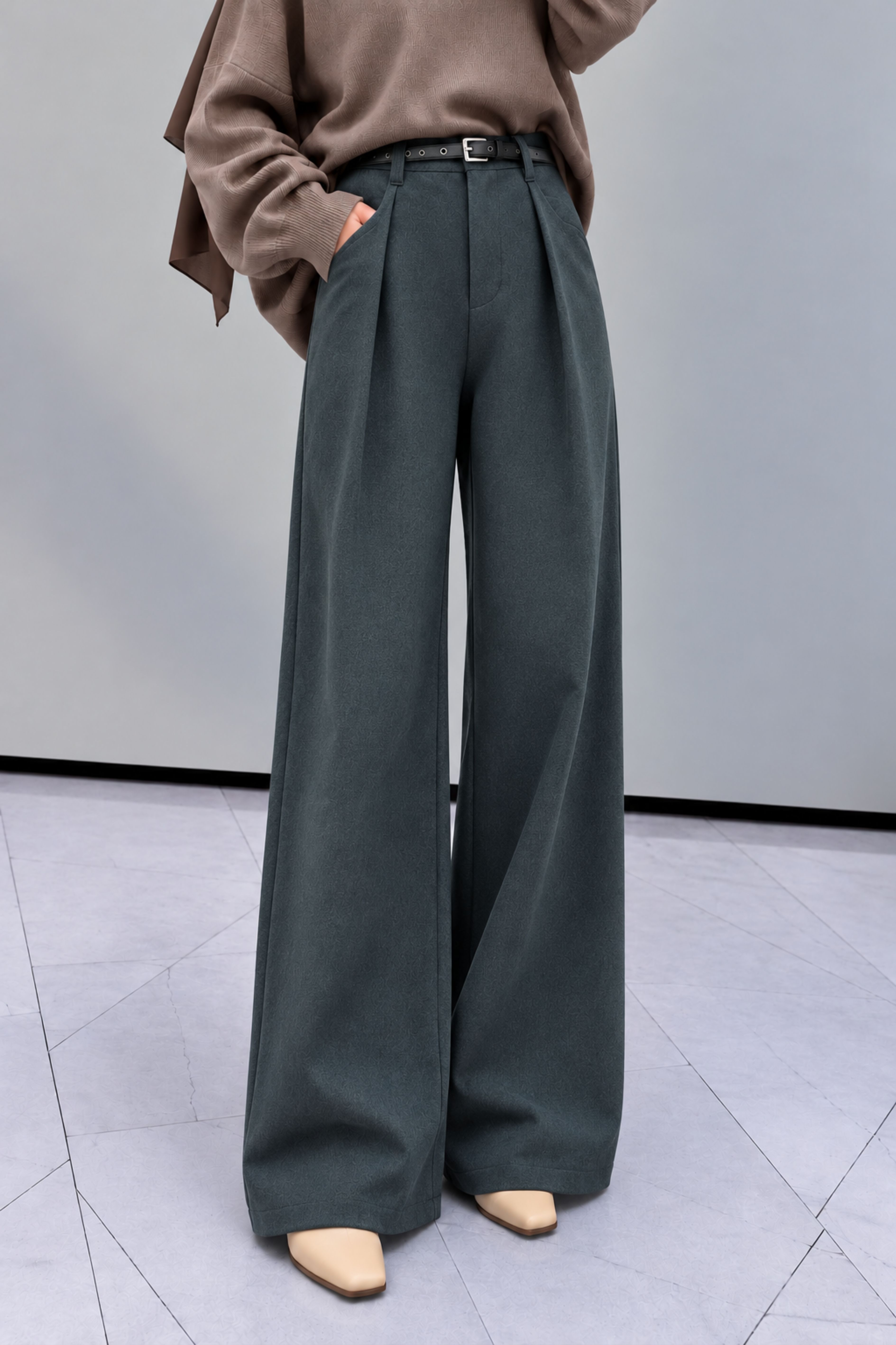 Oil Green Viscose Fabric Material Pants