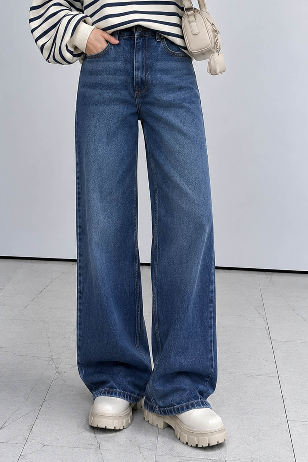 Blue-3 Denim High Waist Denim Pants