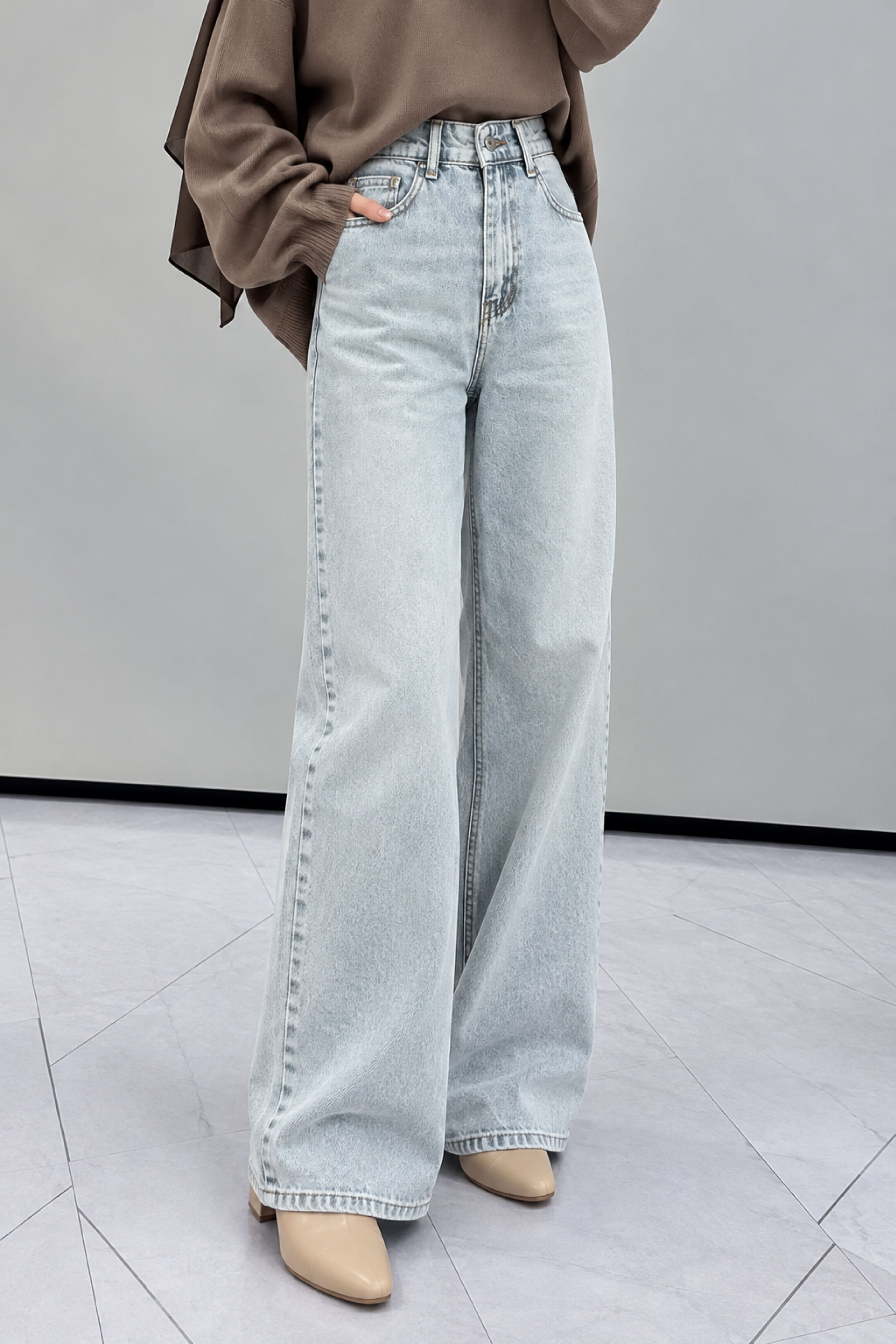 Light Blue Denim High Waist Denim Pants
