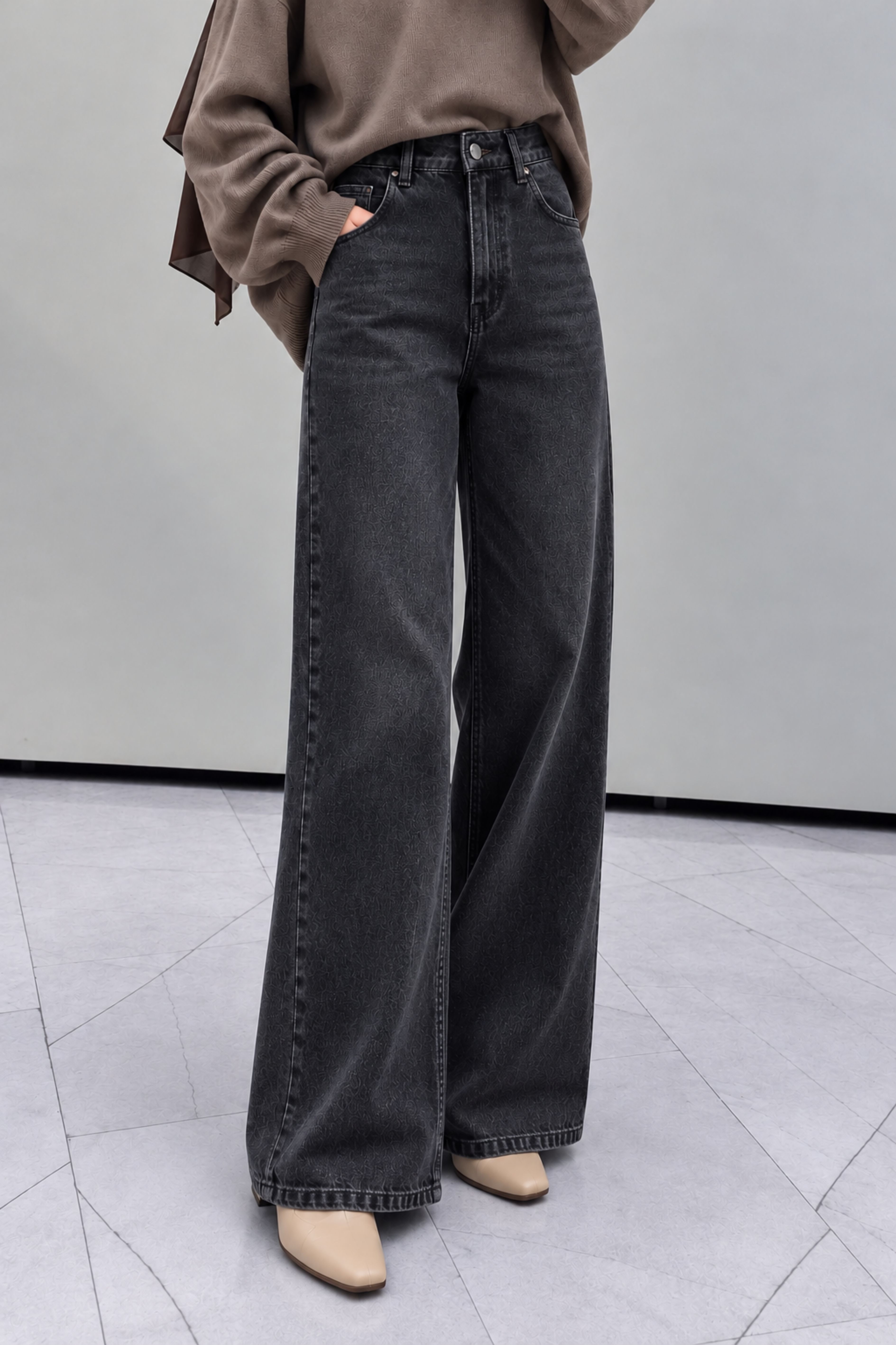 Smoked Denim High Waist Denim Pants