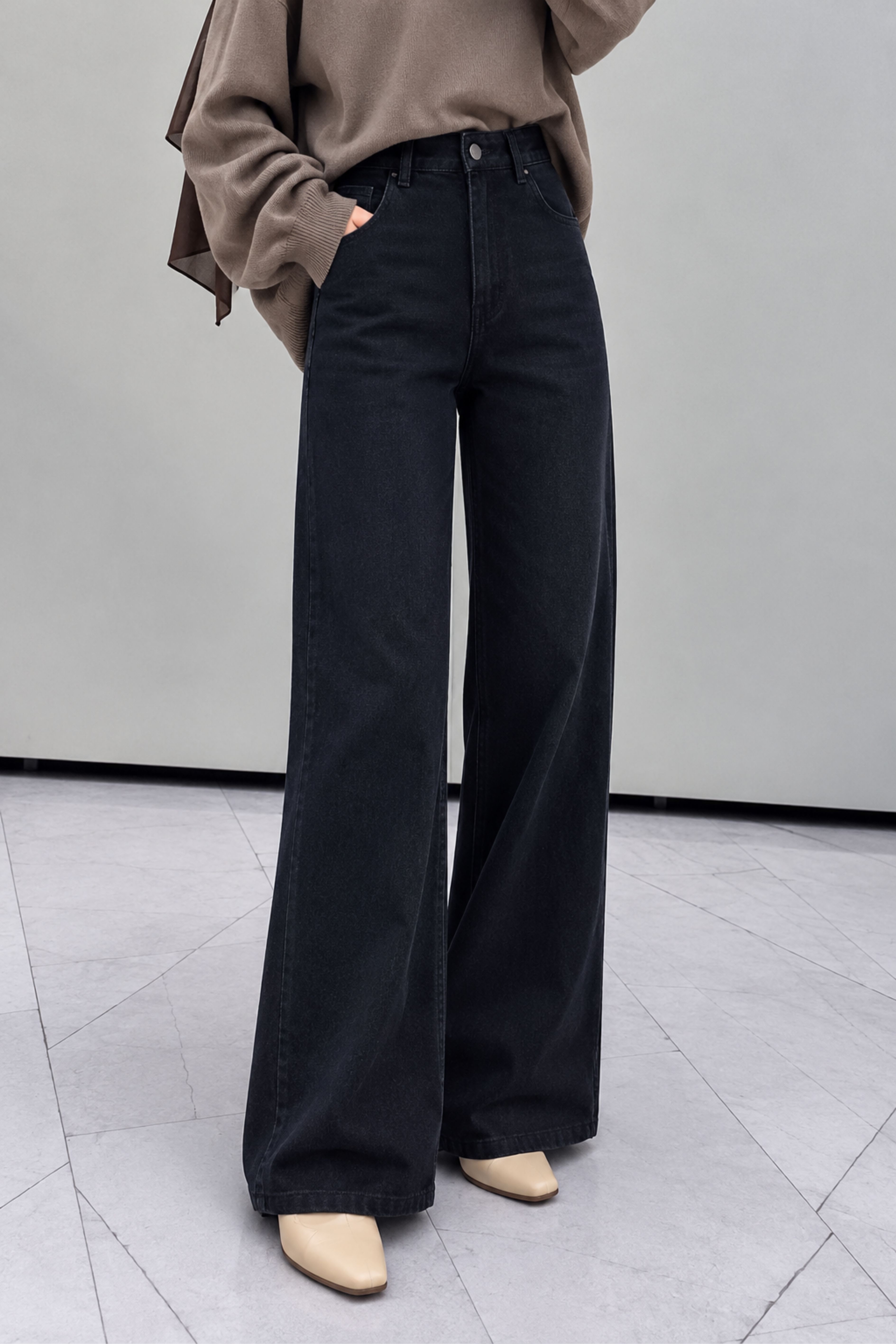 Smoked Denim High Waist Denim Pants