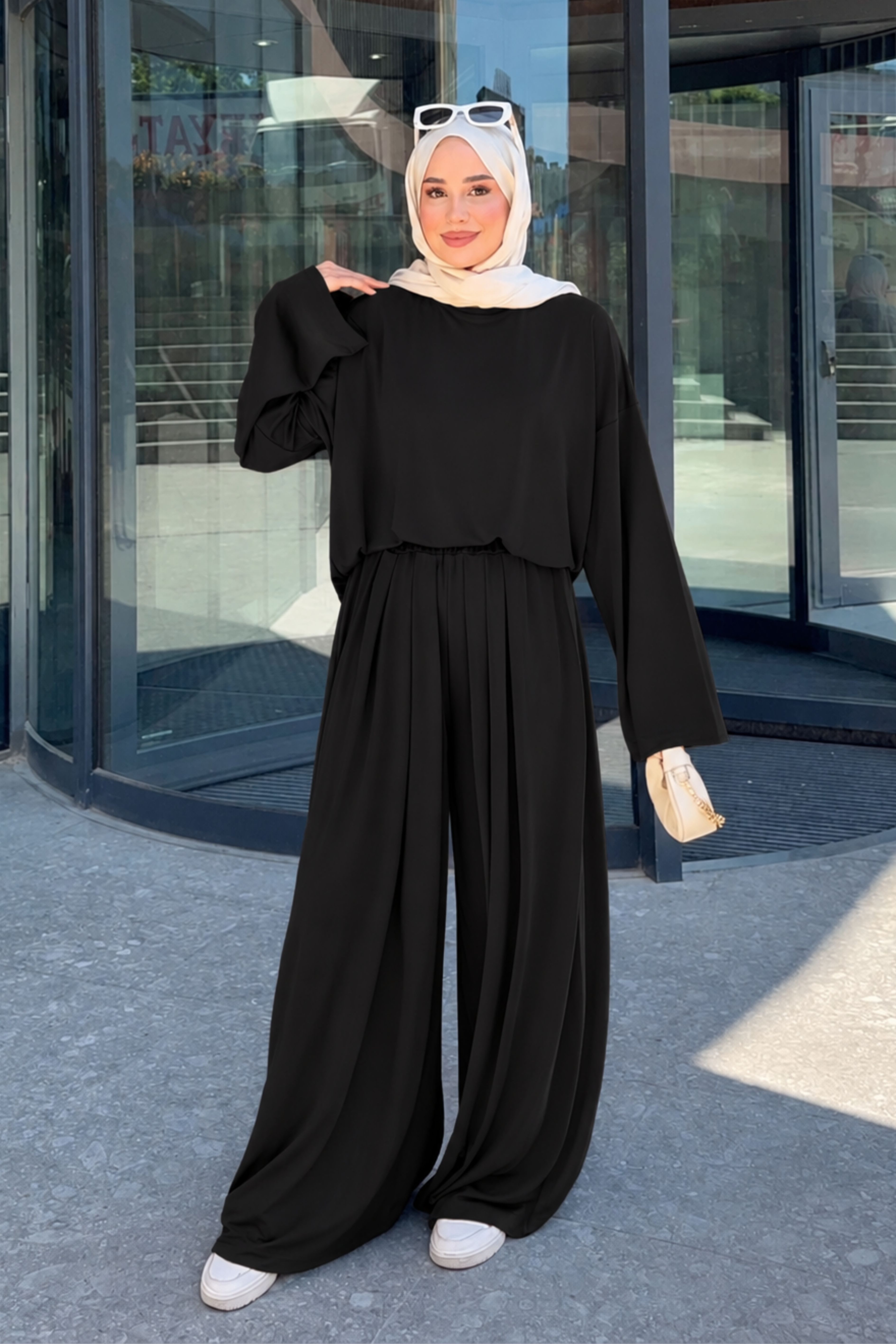 Lamelif Bisiklet Yaka Basic İkili Takım Siyah