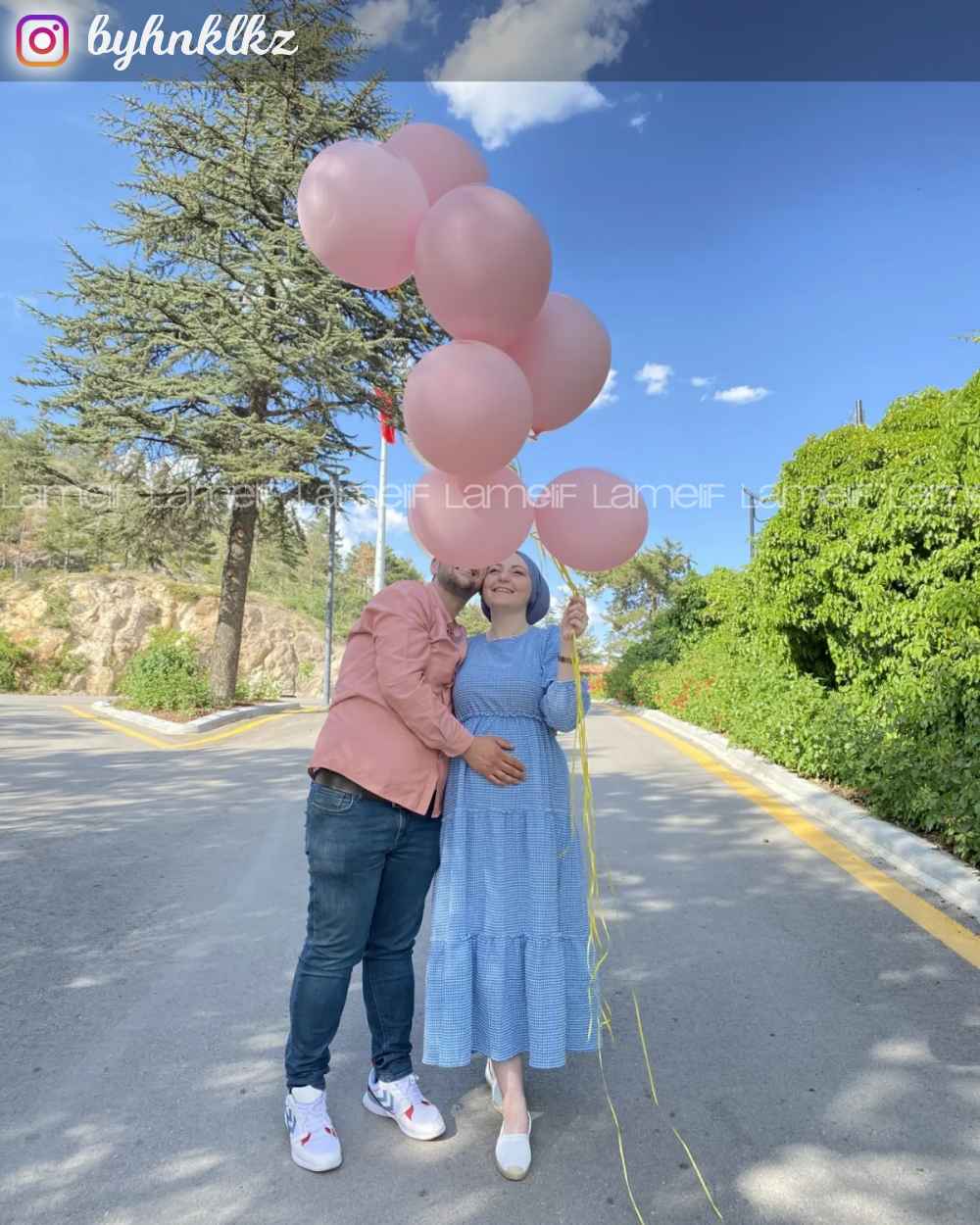Modalamelif Balon Kol Pitikare Fırfırlı Gofre Elbise Mavi