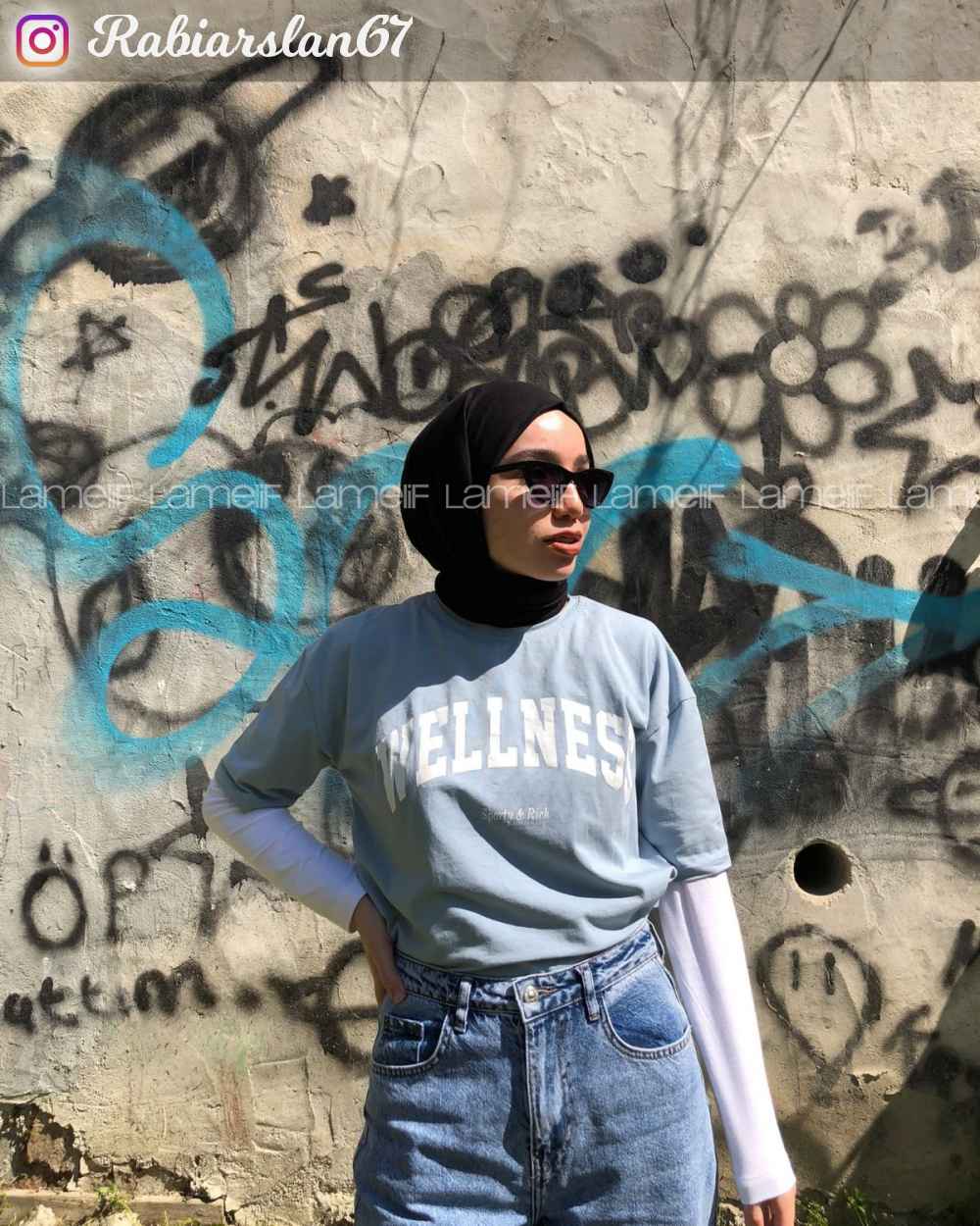 Modalamelif Wellness Baskılı T-Shirt Açık Mavi