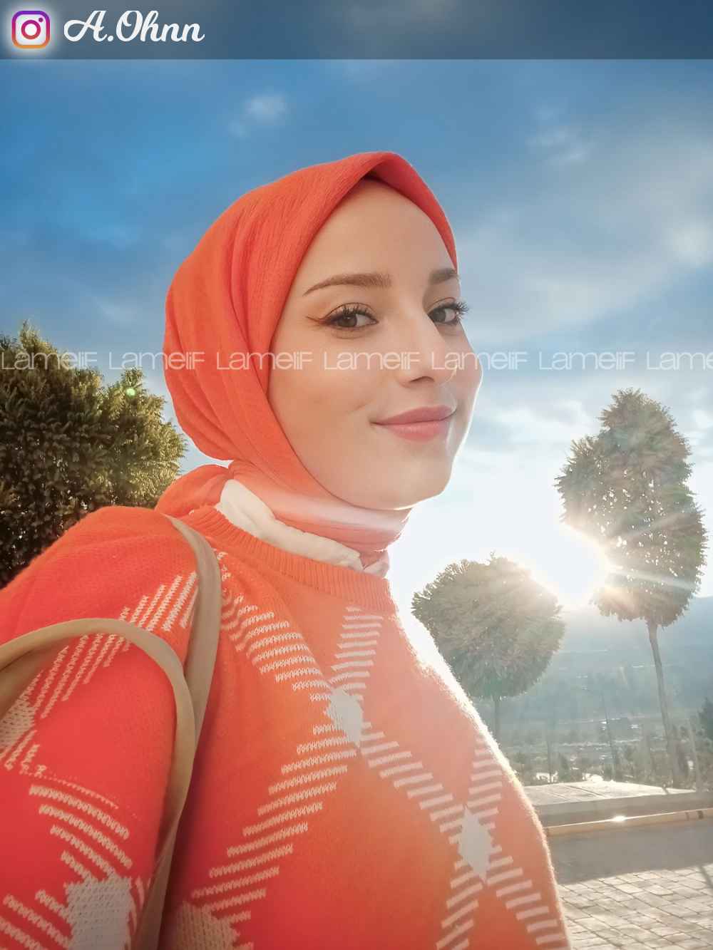 Orange Cotton Fabric Straight Shawl