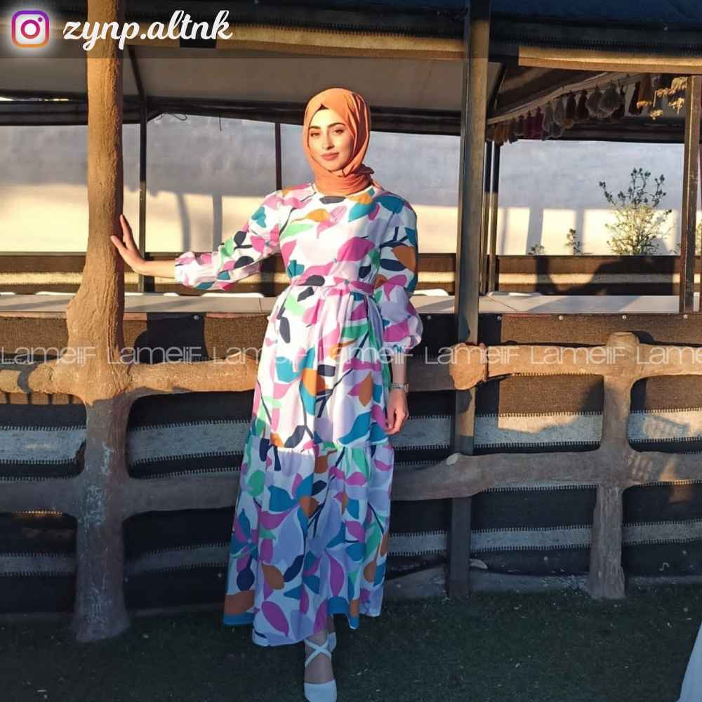 Lilac Crew Neck Cotton Printed Dresess