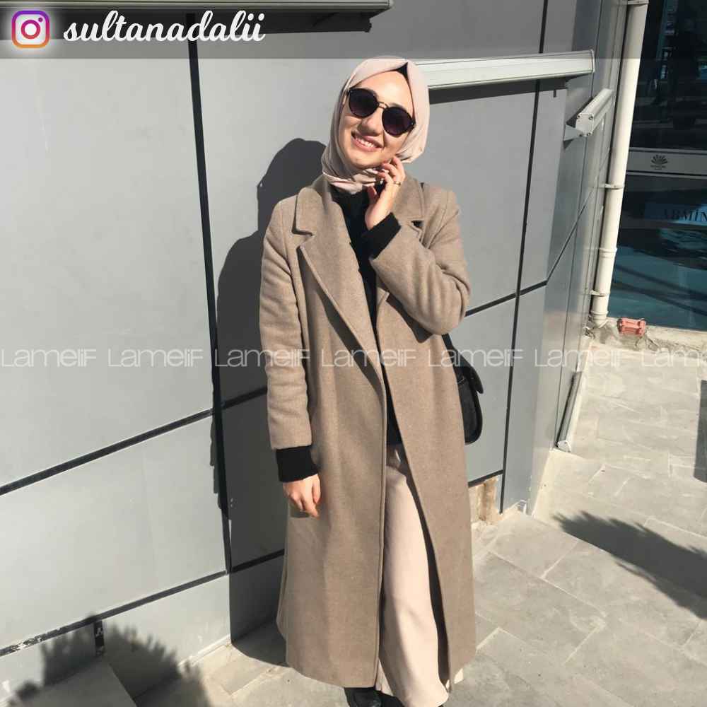 Mink Scoop Neck Long Arm Cotton Coat