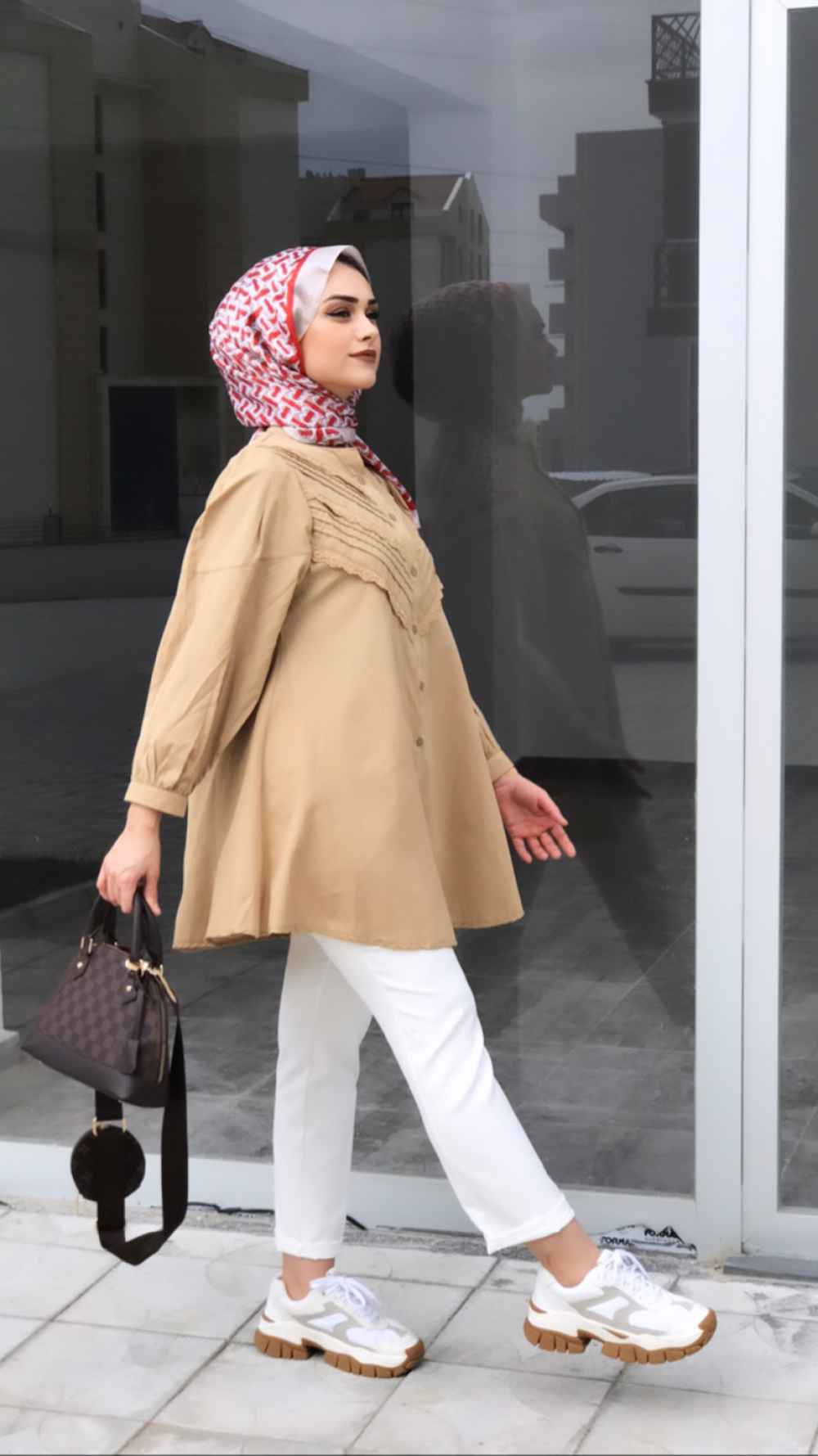 Modalamelif Balon Kol Gipeli Gömlek Tunik Sütlü Kahve