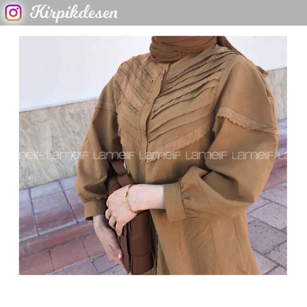 Modalamelif Balon Kol Gipeli Gömlek Tunik Sütlü Kahve
