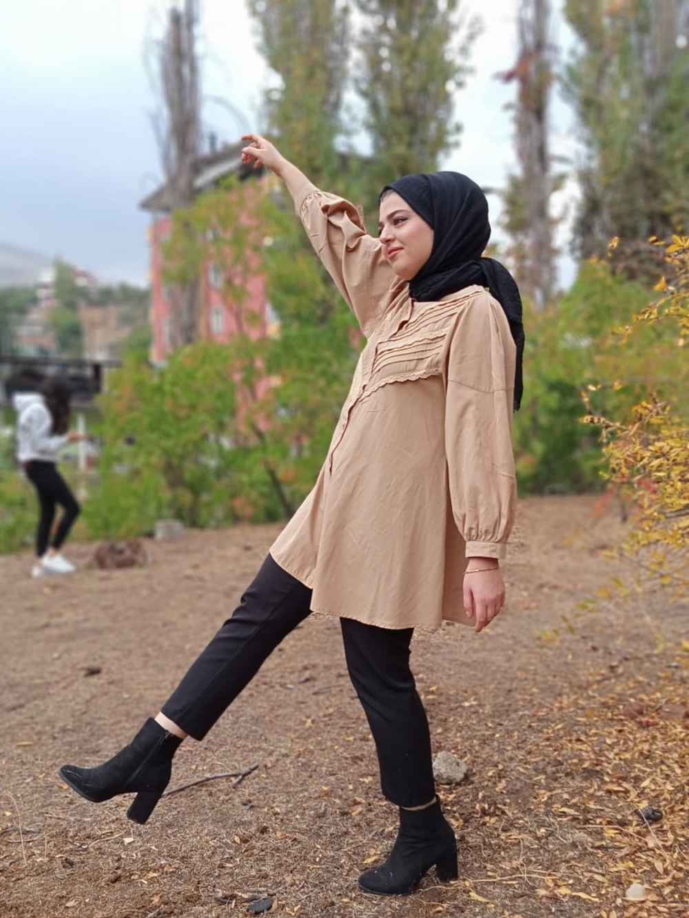 Modalamelif Balon Kol Gipeli Gömlek Tunik Sütlü Kahve