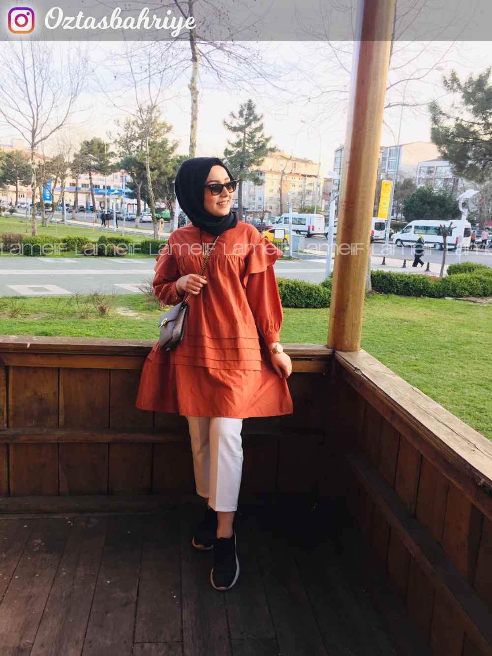 Modalamelif Önü Katlı Salaş Tunik Kiremit