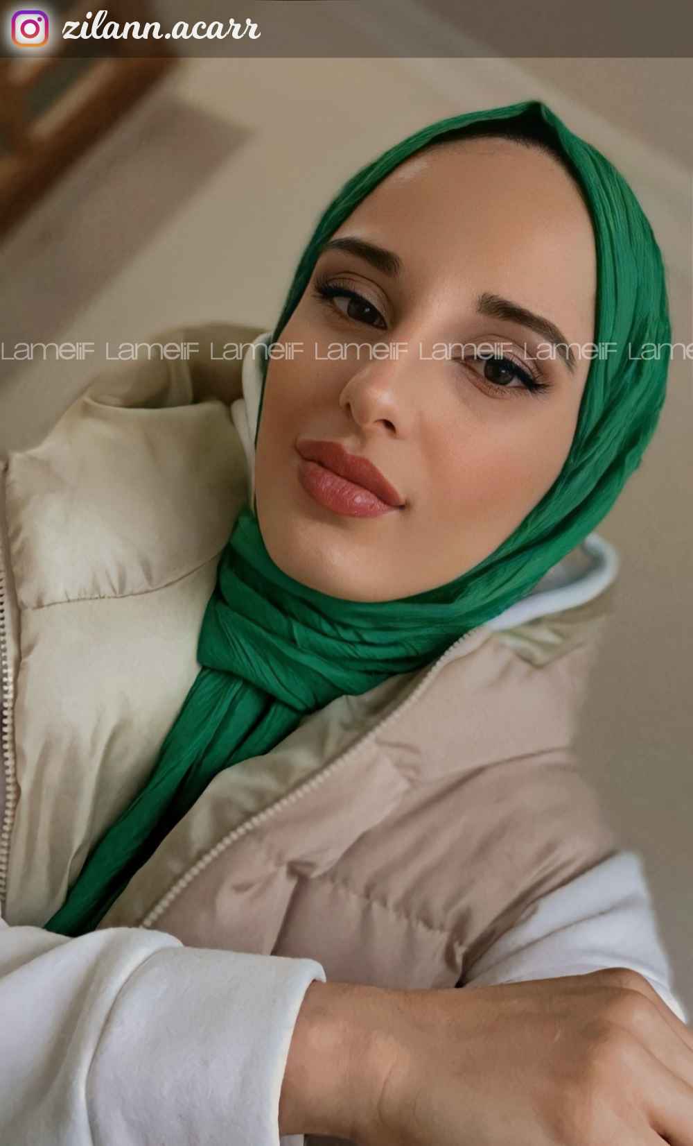 Modalamelif Piliseli Bambu Şal Yeşil