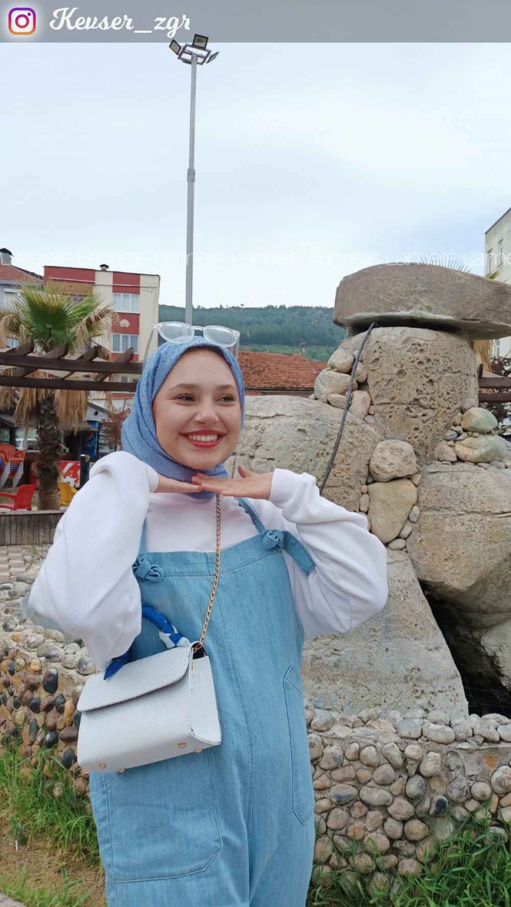 Modalamelif Cep Detaylı Denim Slopet Açık Mavi