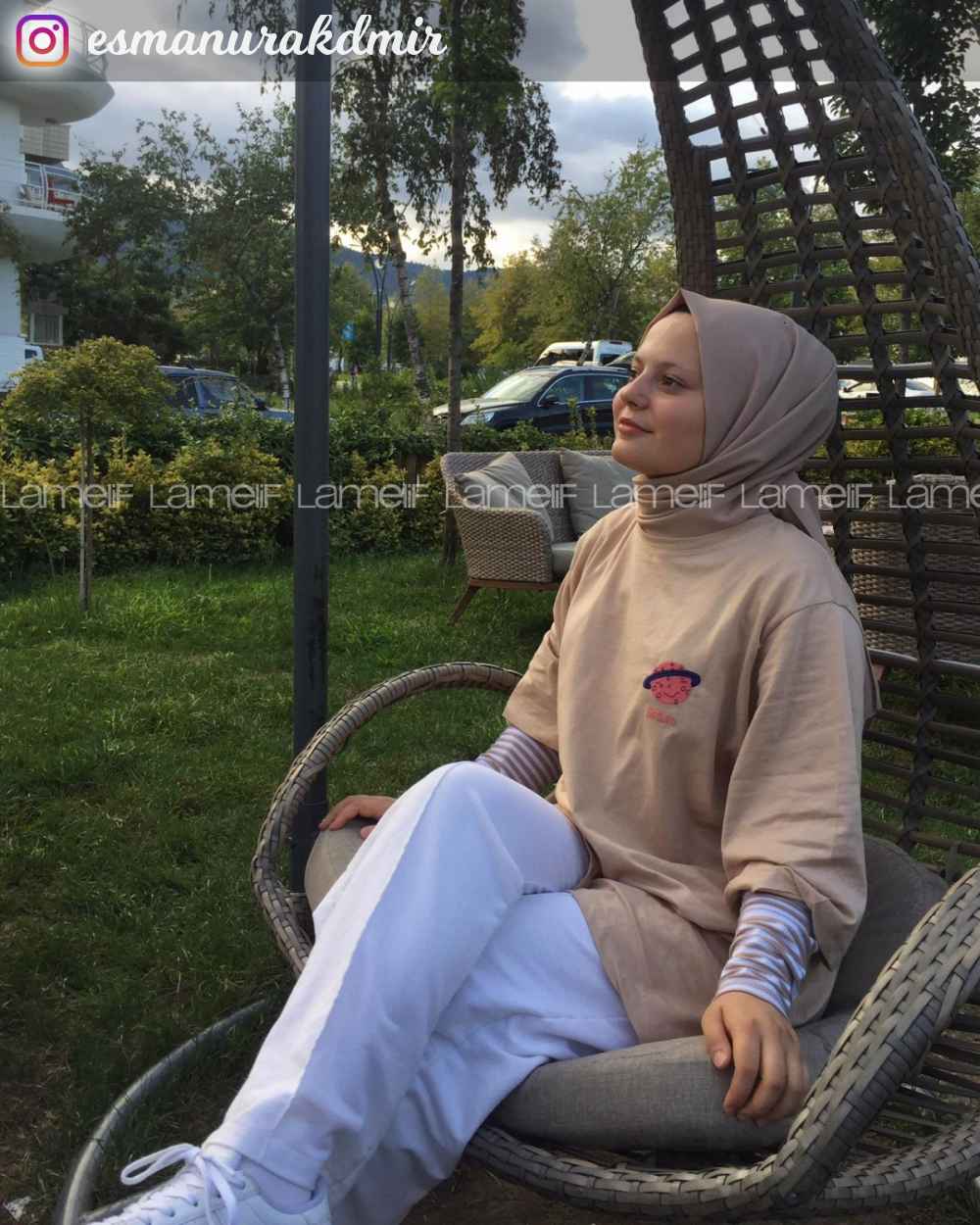 Lamelif Çizgili Uzun Kol İçlik Sütlü Kahve