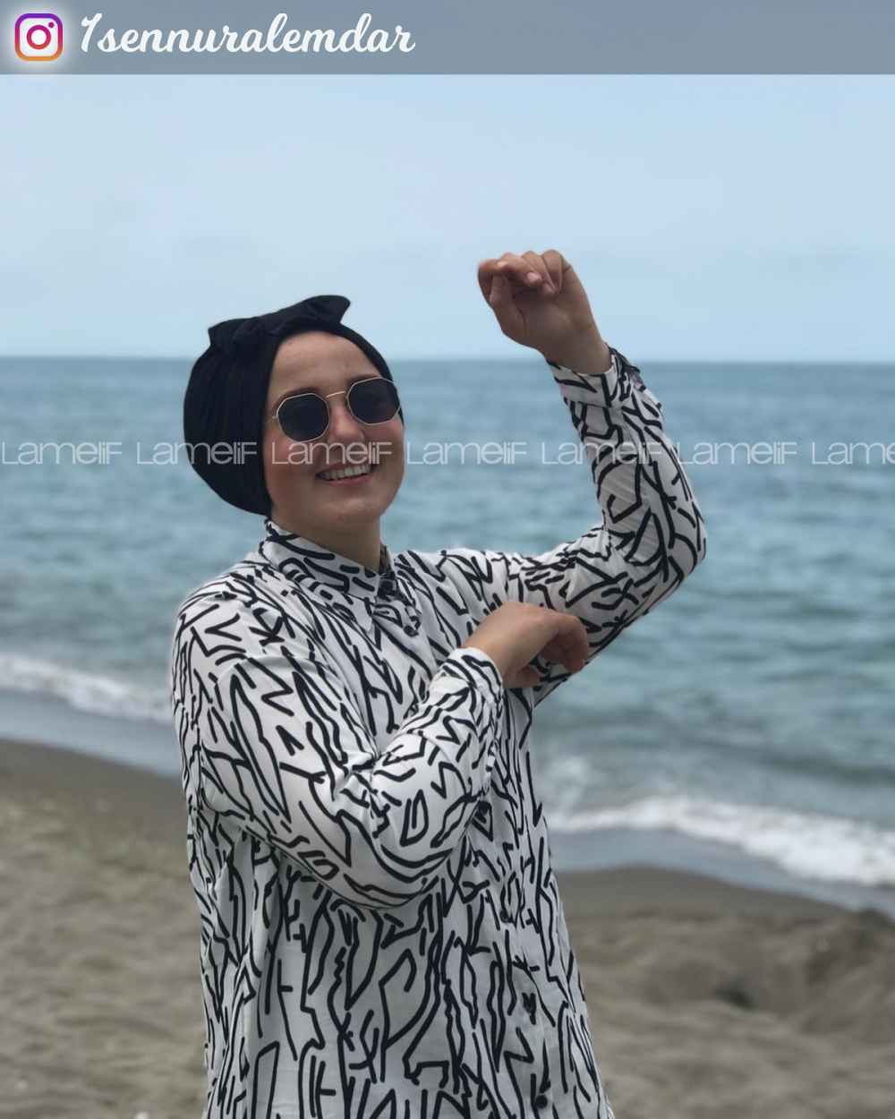 Modalamelif Soyut Desen Gömlek Beyaz