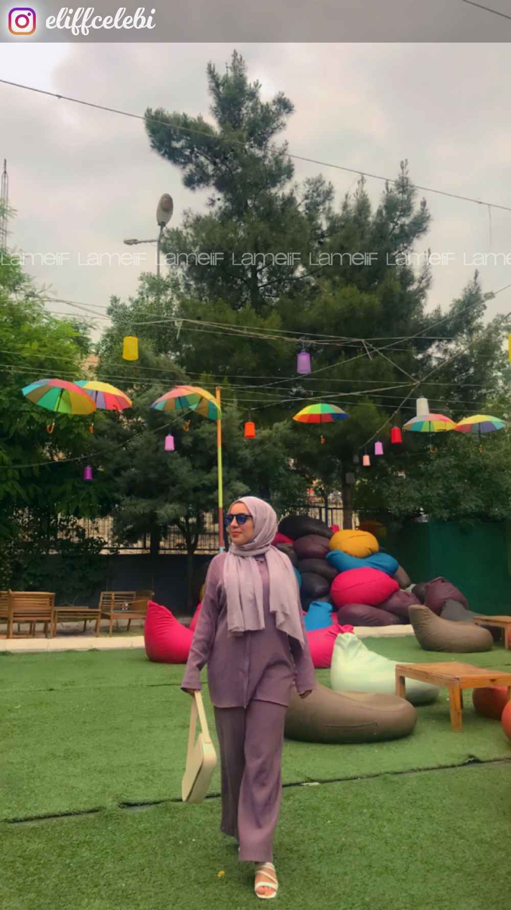 Lamelif İkili Gofre Tesettür Takım Gri Melanj