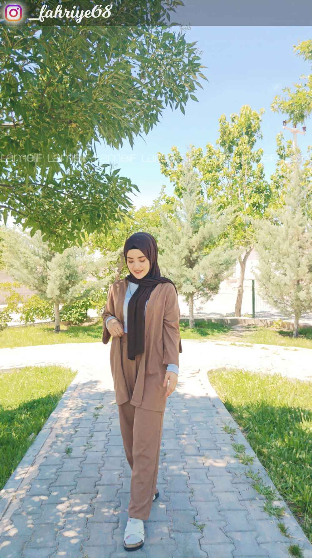 Modalamelif Bürümcük Detaylı Kimona Takım Koyu Vizonrengi