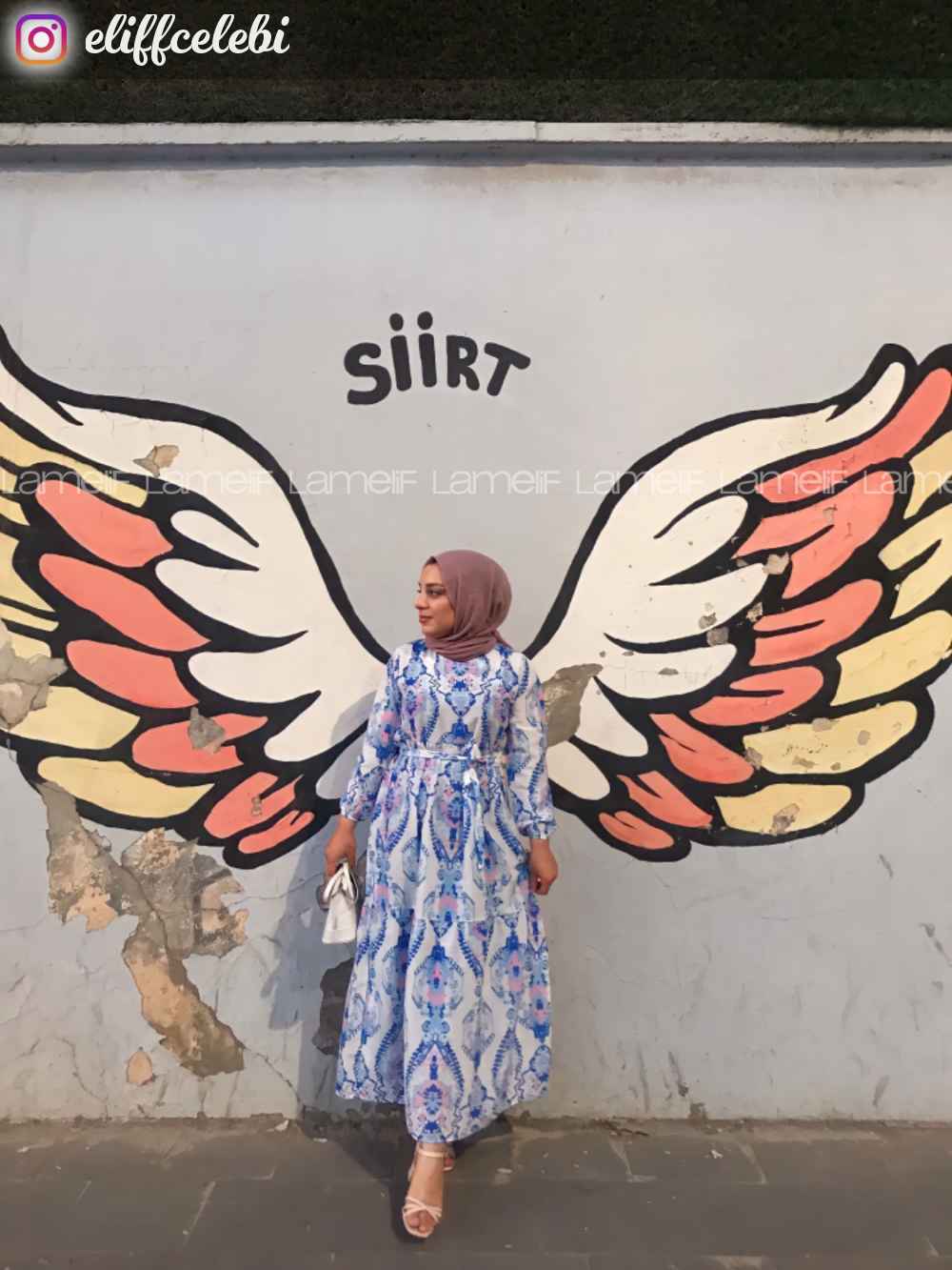 Modalamelif Şal Desen Elbise Saks