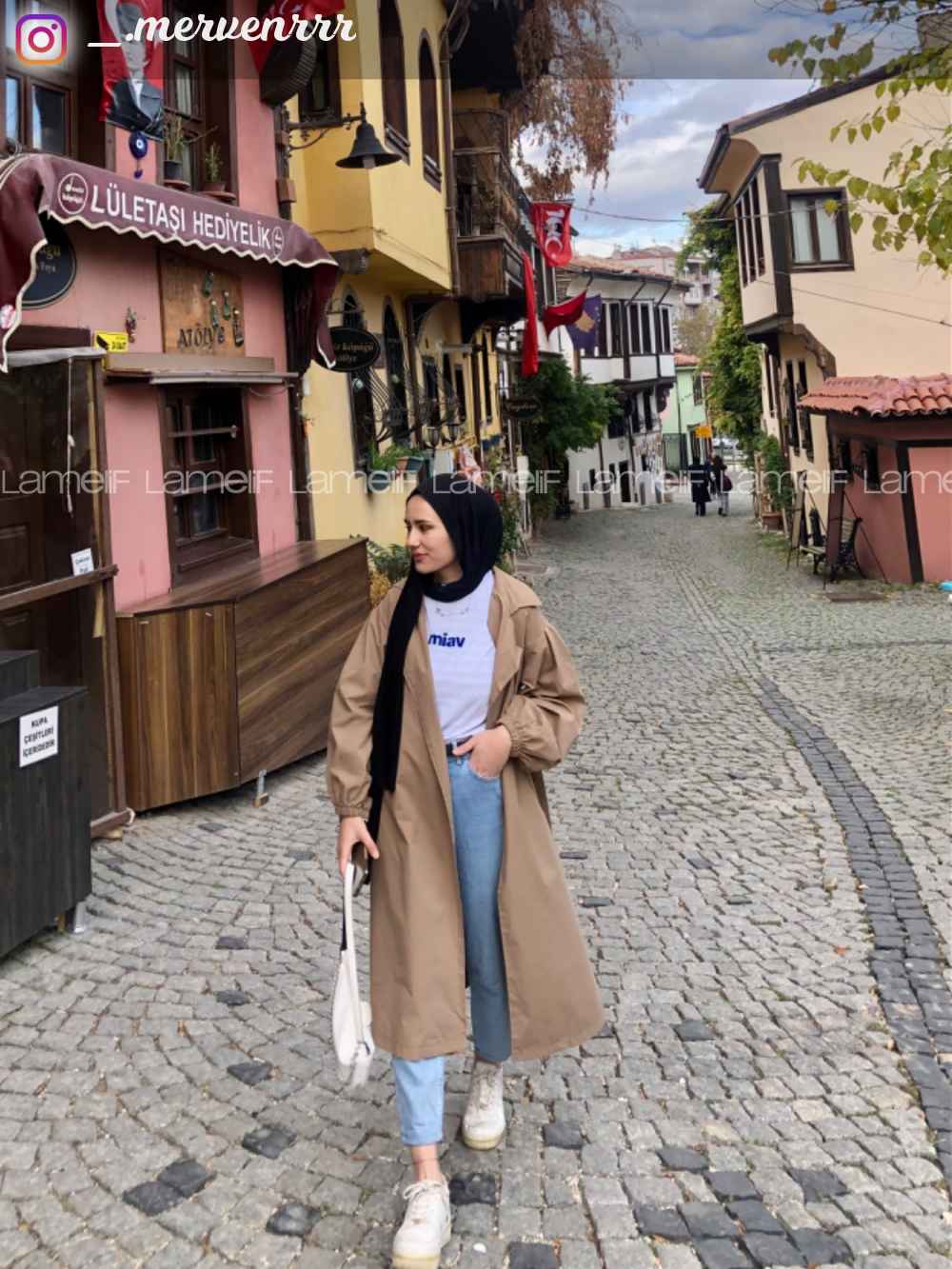 Lamelif Balon Kol Kuşaklı Trençkot Soft Kahve