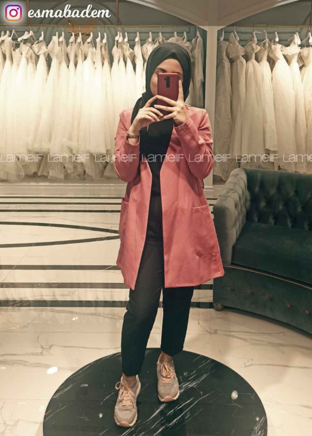 Modalamelif Bel Bağlamalı Ceket Pudra