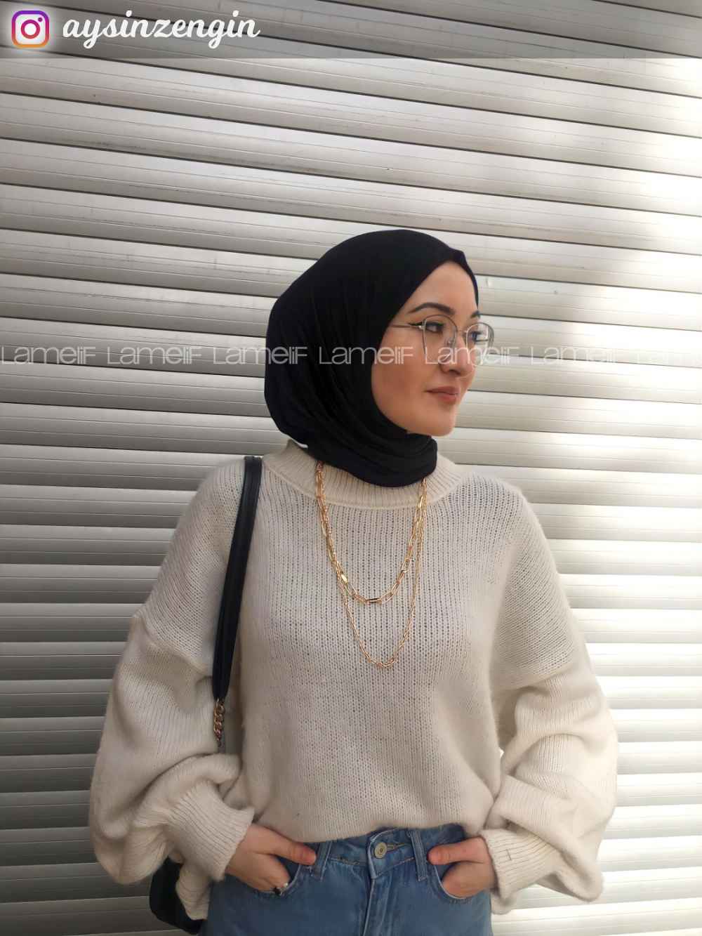 Lamelif Siyah Penye Şal