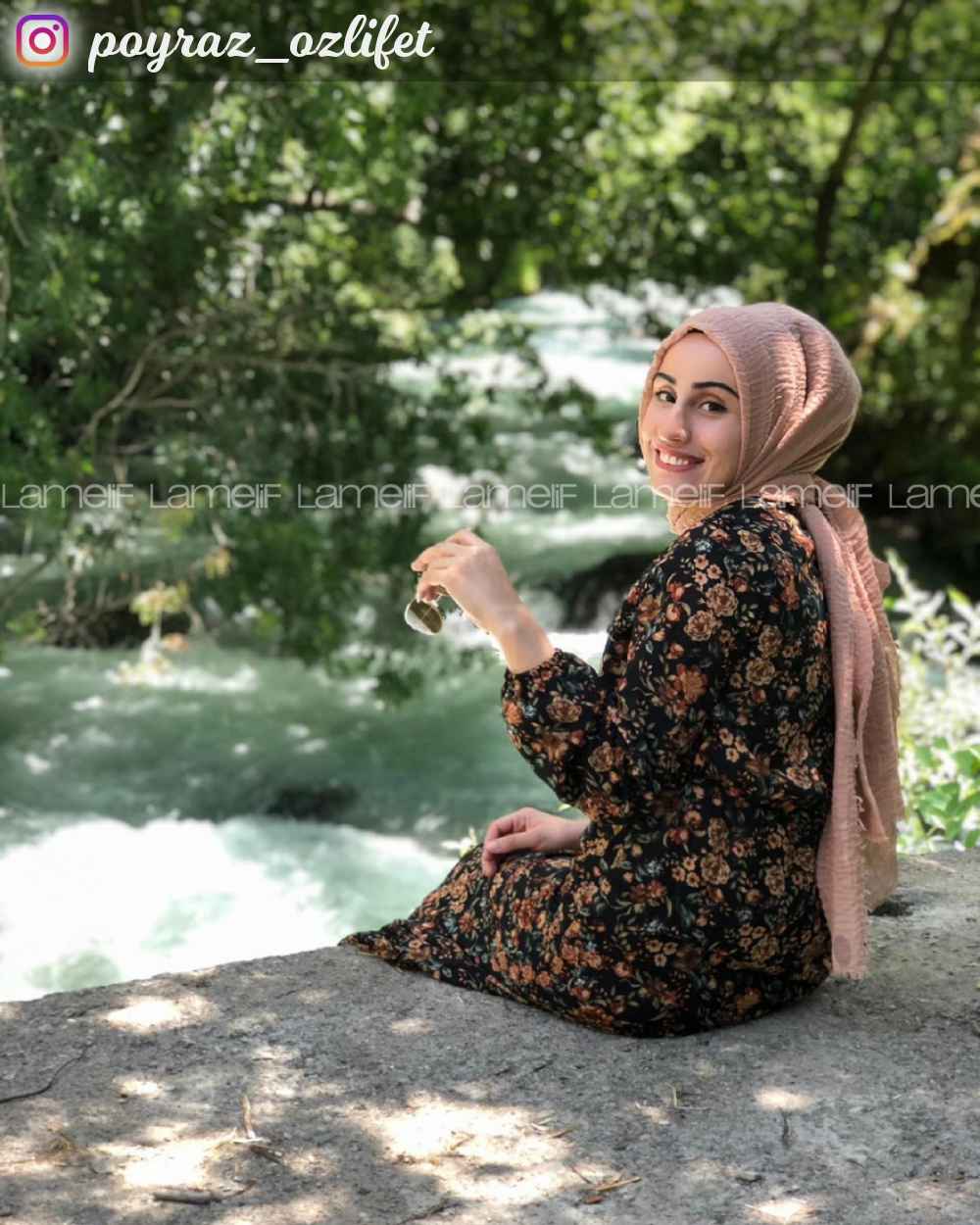 Modalamelif  Desenli  Elbise Kahverengi