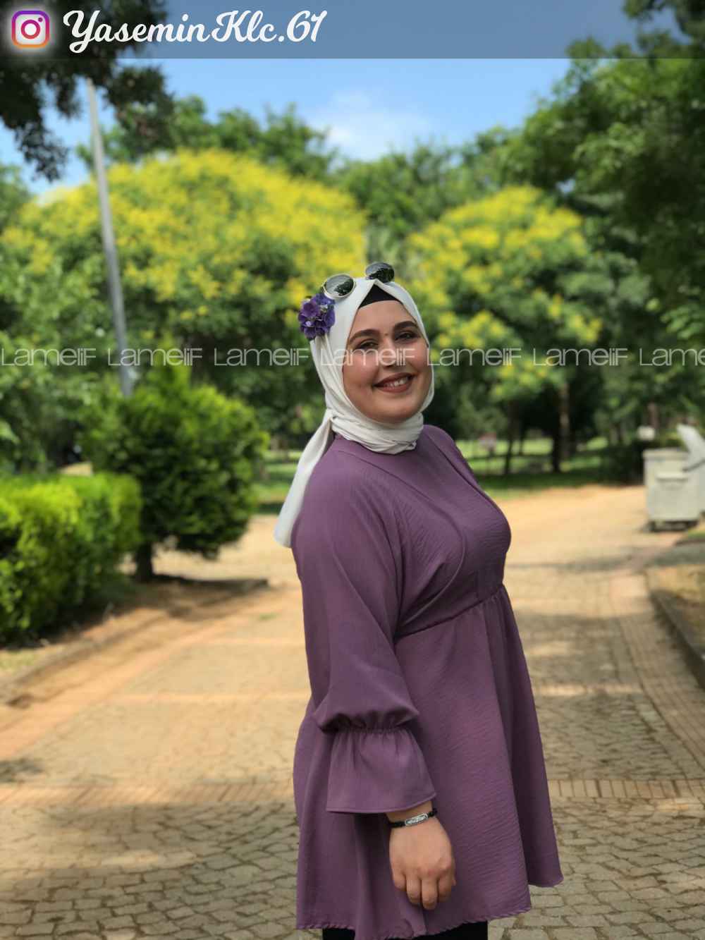 Modalamelif Balon Kol Ayrobin Tunik Mor