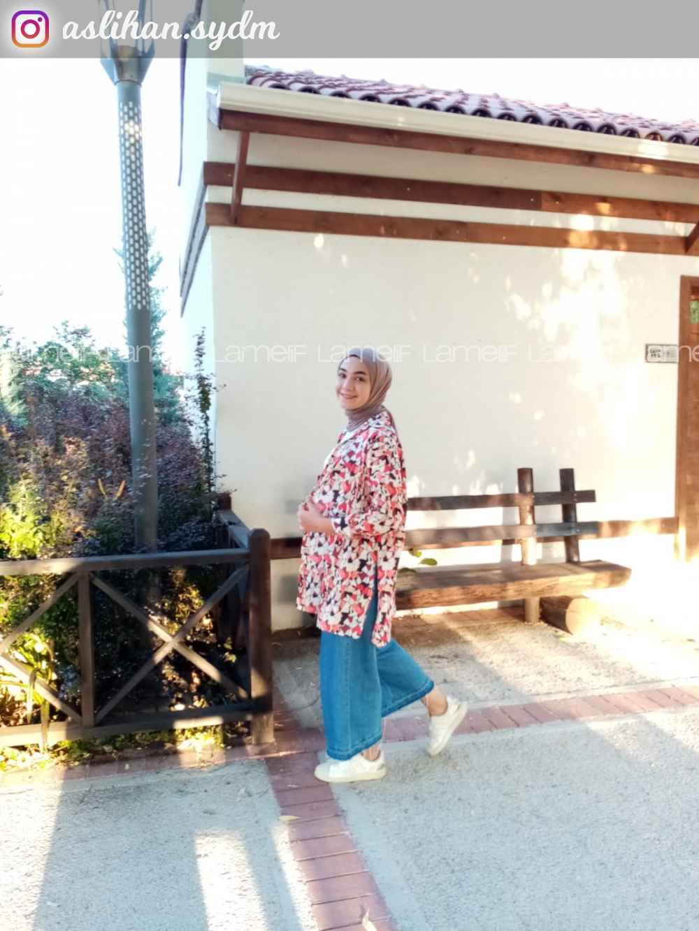 Modalamelif Soyut Desen Gömlek Bej Kırmızı