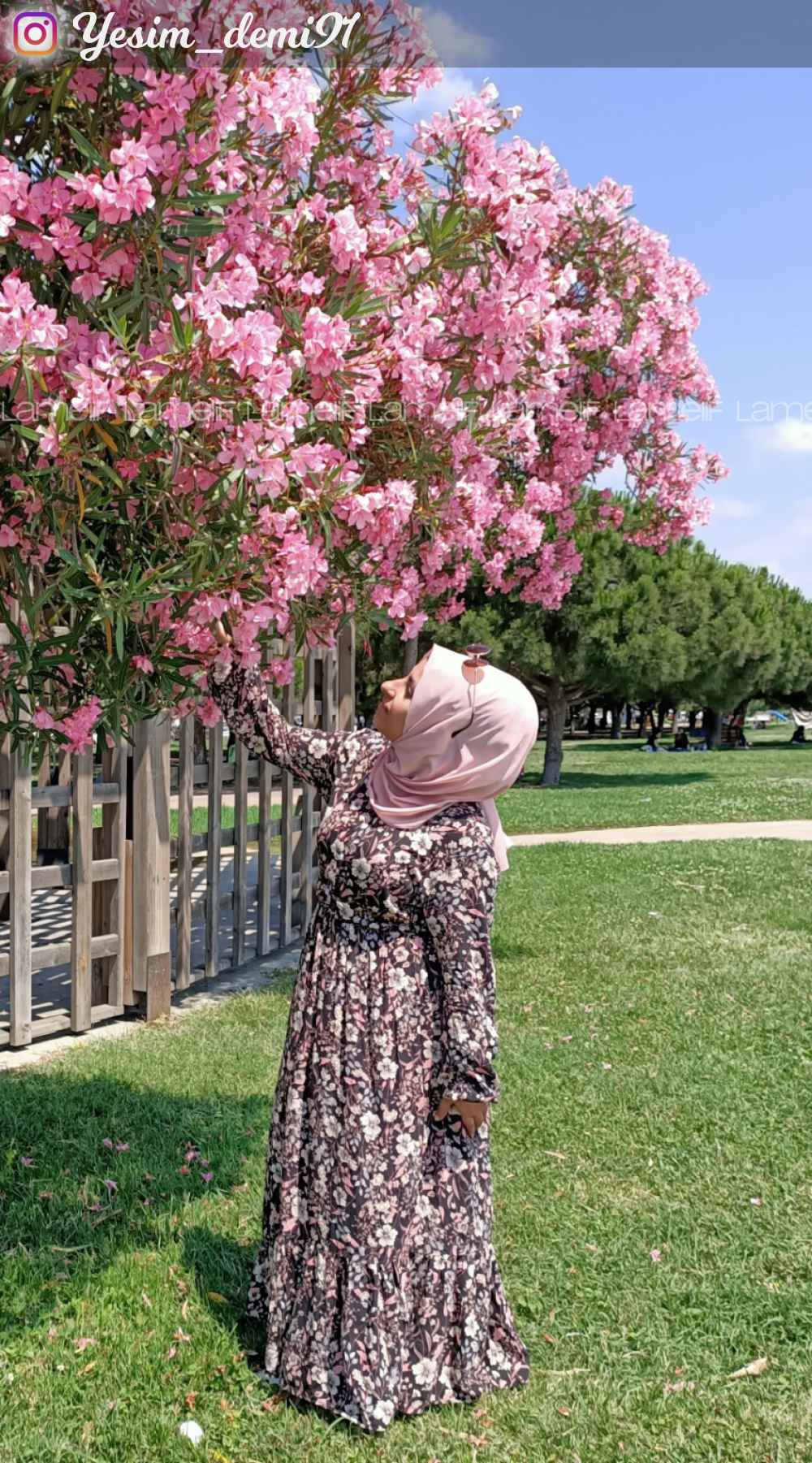 Modalamelif Çiçek Desen Elbise Siyah Pudra