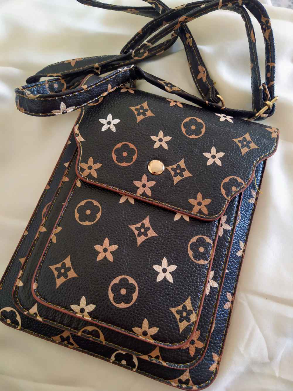 Modalamelif  Messenger Model Monogram Desen Çanta Acı Kahve