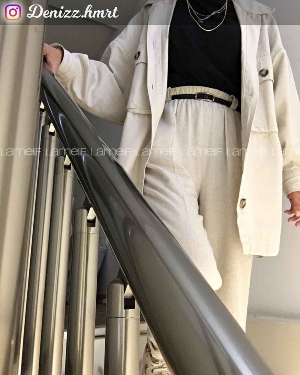 Modalamelif Önü Tahta Düğmeli Büyük Cep Ceket Taş