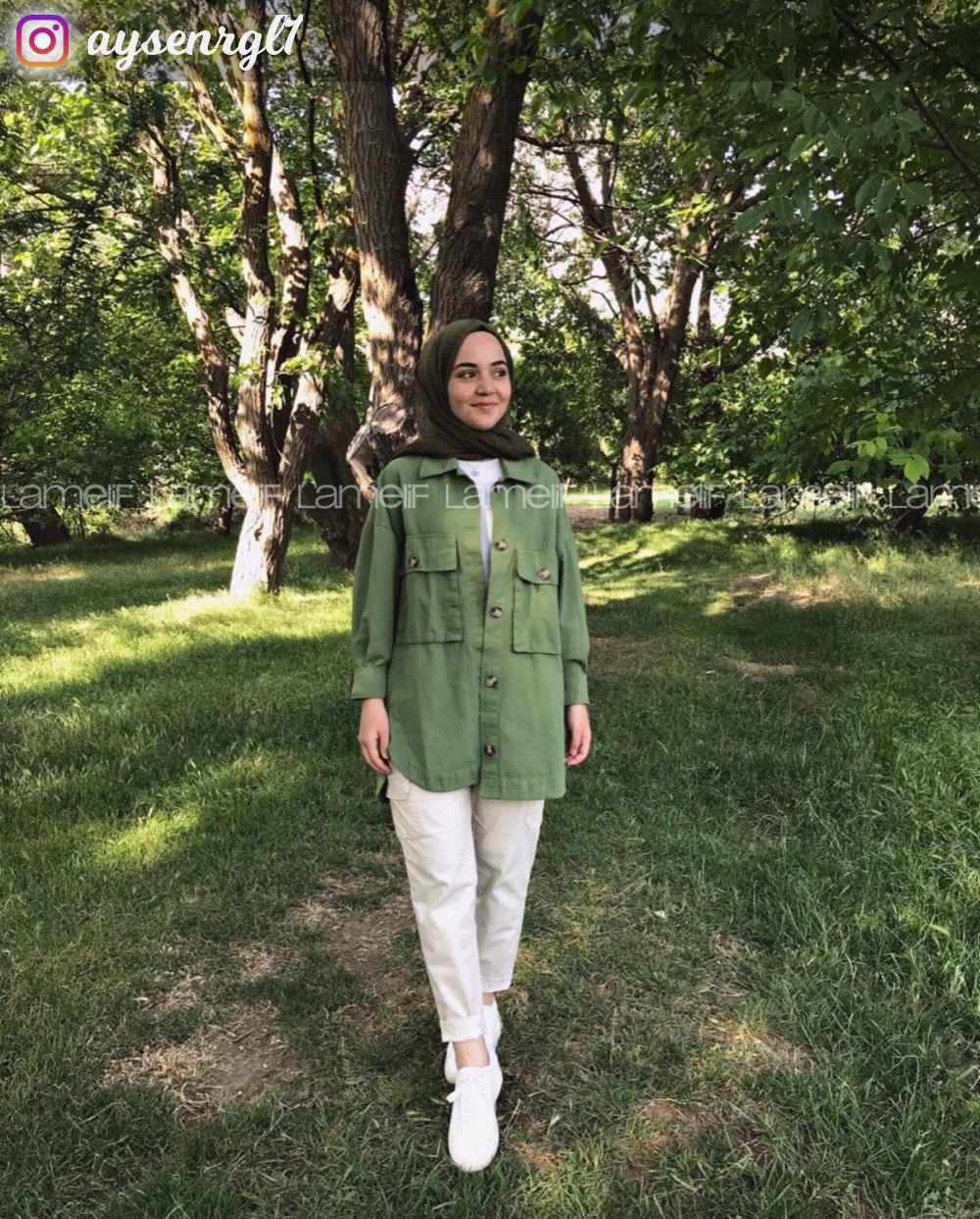 Modalamelif Önü Tahta Düğmeli Büyük Cep Ceket Haki