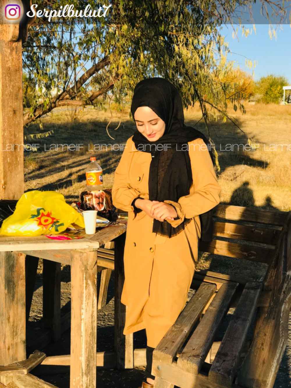 Modalamelif Ön Düğmeli Kuşaklı Trenç Camel