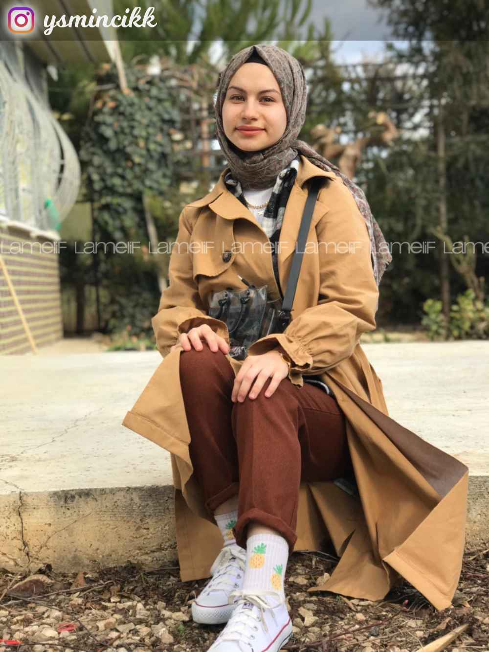 Modalamelif Ön Düğmeli Kuşaklı Trenç Camel