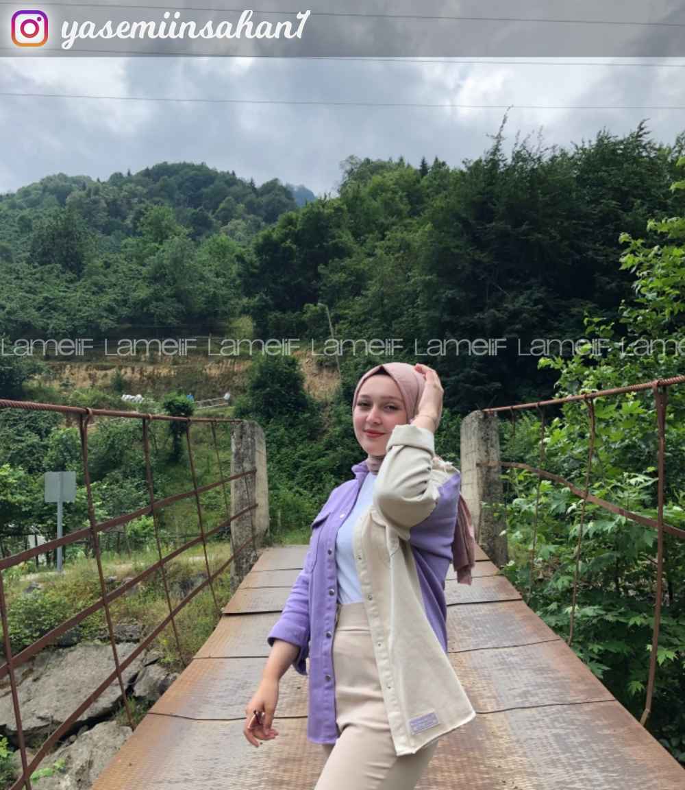 Modalamelif Önü Çıtçıt Düğmeli Garnili Kot Ceket Lila