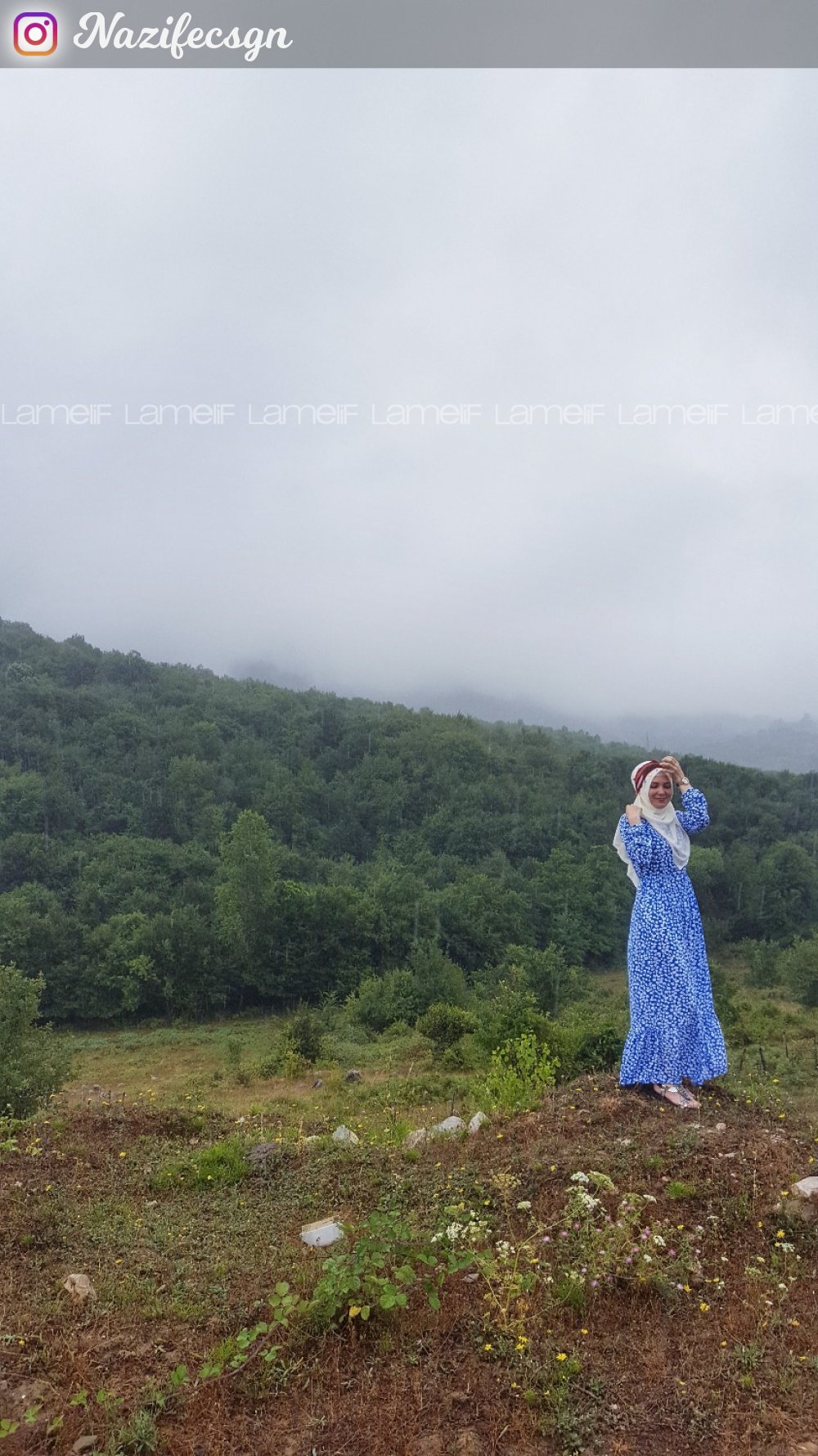 Modalamelif Mavi Yaprak Elbise