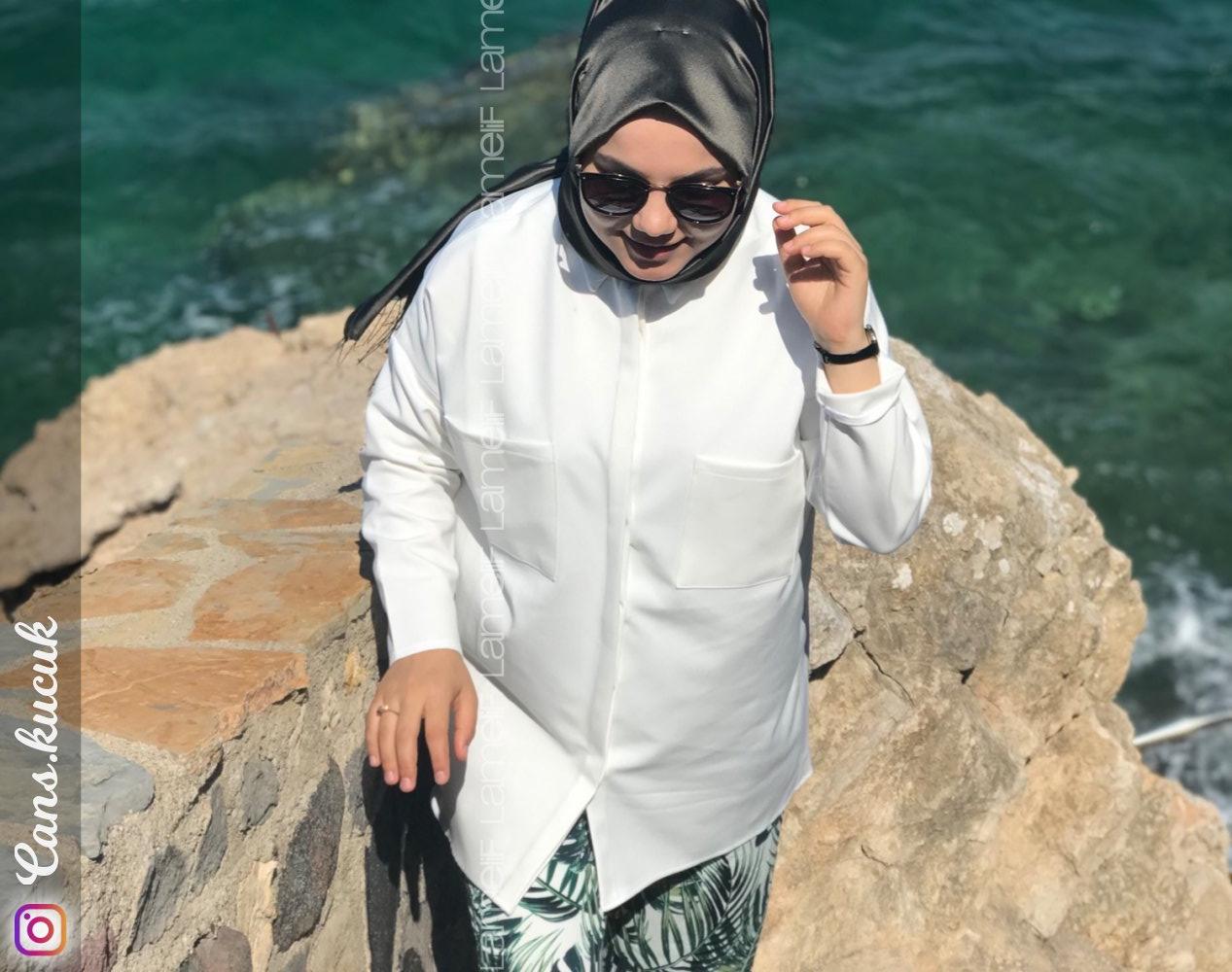 Modalamelif Beyaz İki Cep Gömlek