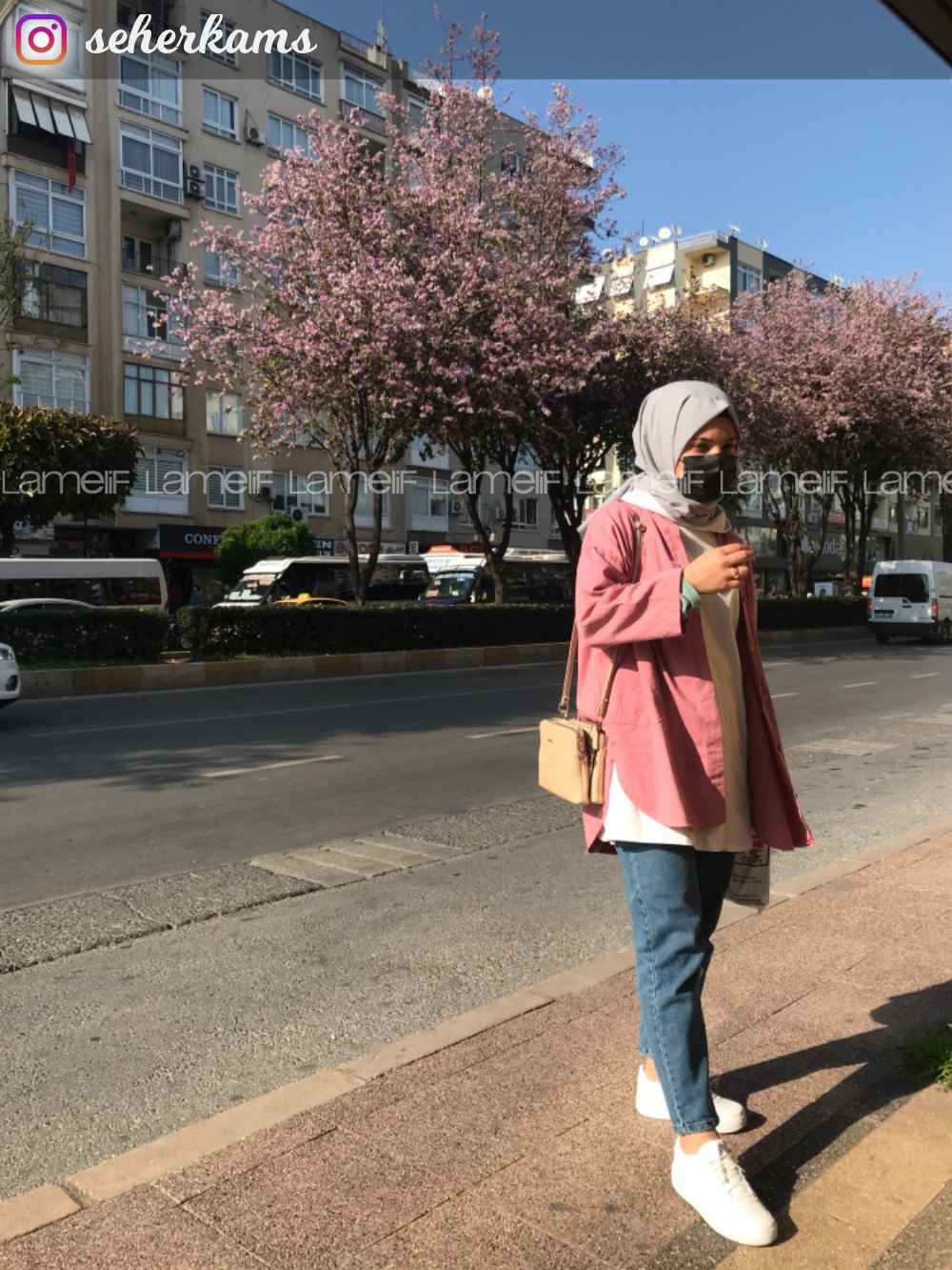 Modalamelif Yan Cepli Gabardin Gömlek Pudra