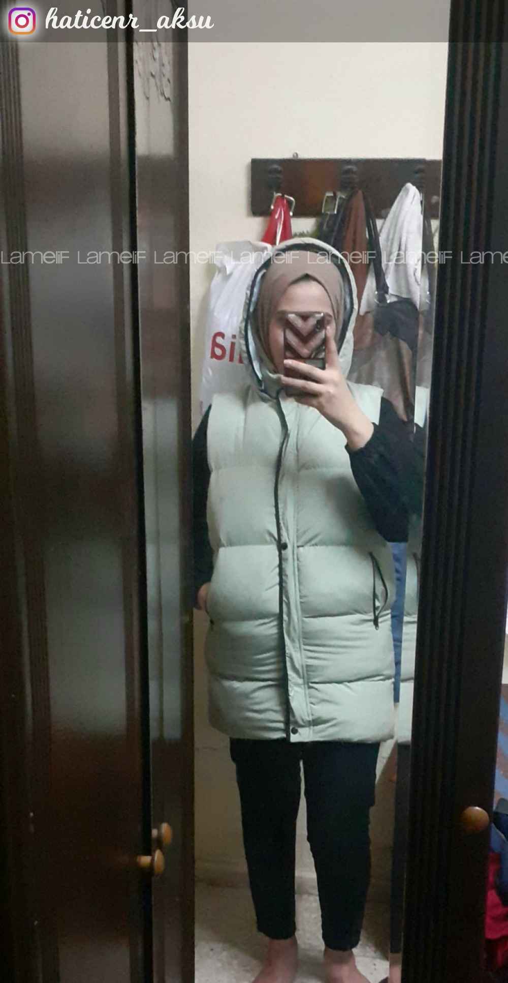 Modalamelif Arkası Lastikli Şişme Yelek Mint Yeşili