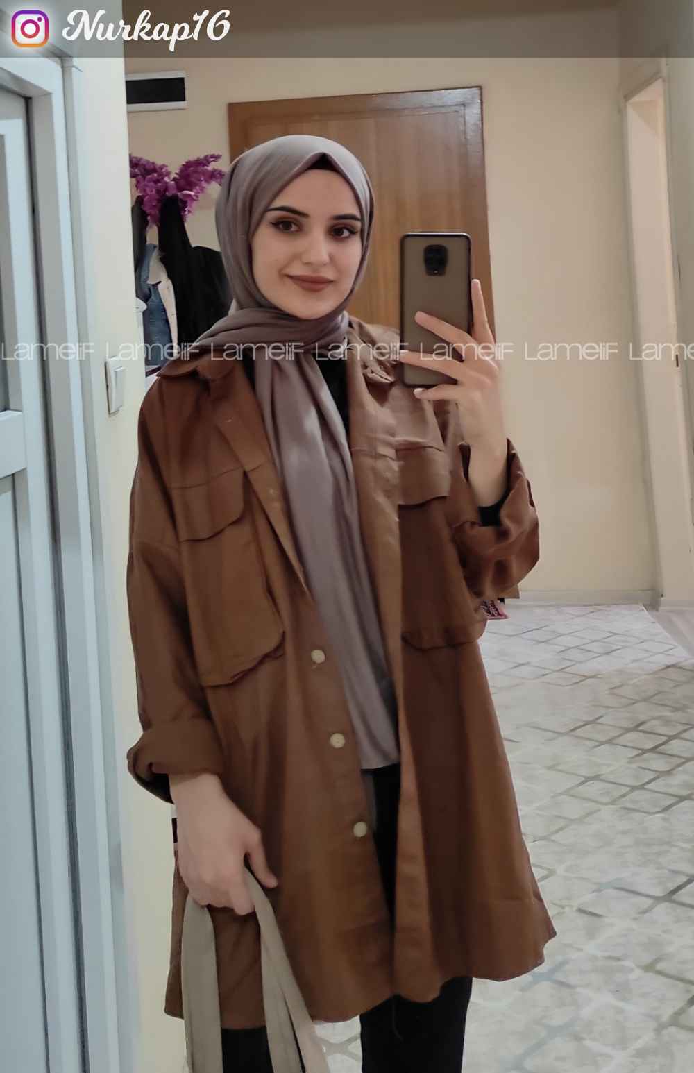 Bitter Brown Shirt Collar Long Arm Cotton Unprinted Shirt