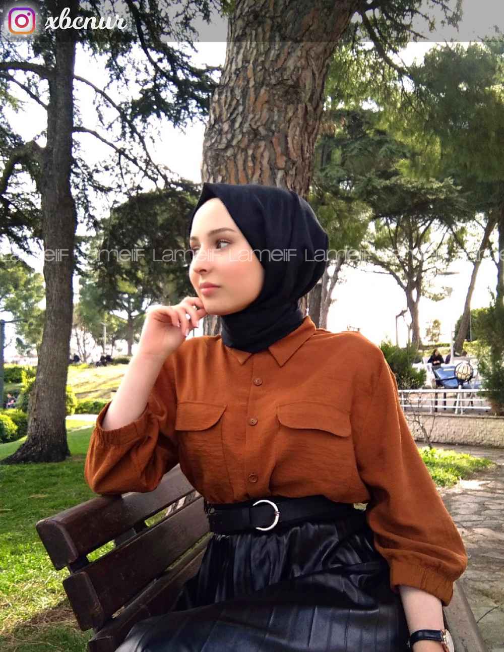 Modalamelif Siyah Deri Etek