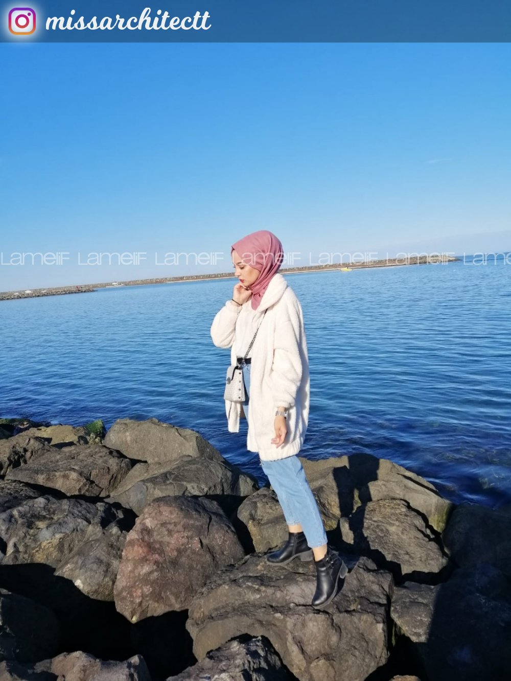 Lamelif Peluş Mont Ekru