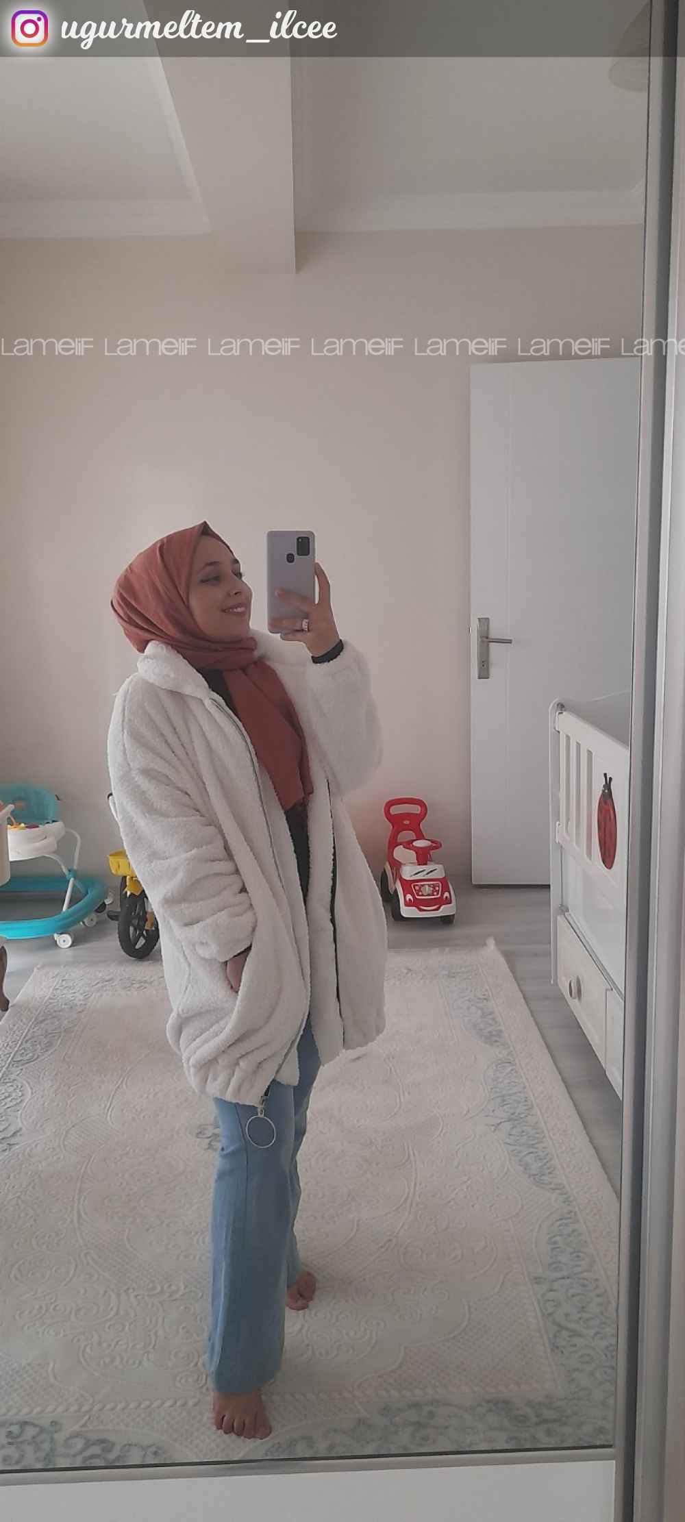 Lamelif Peluş Mont Ekru