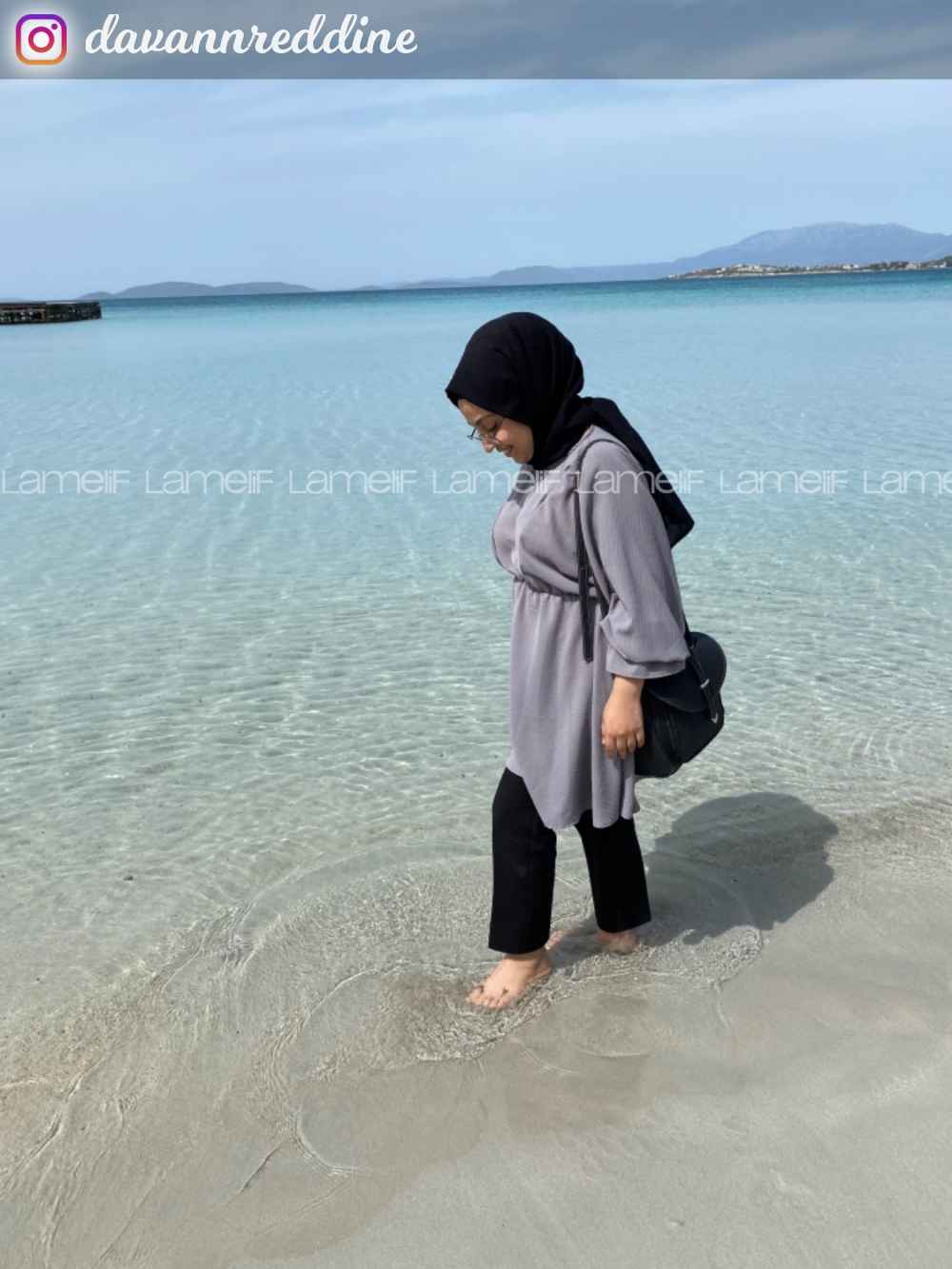 Modalamelif Balon Kol Ayrobin Tunik Gri