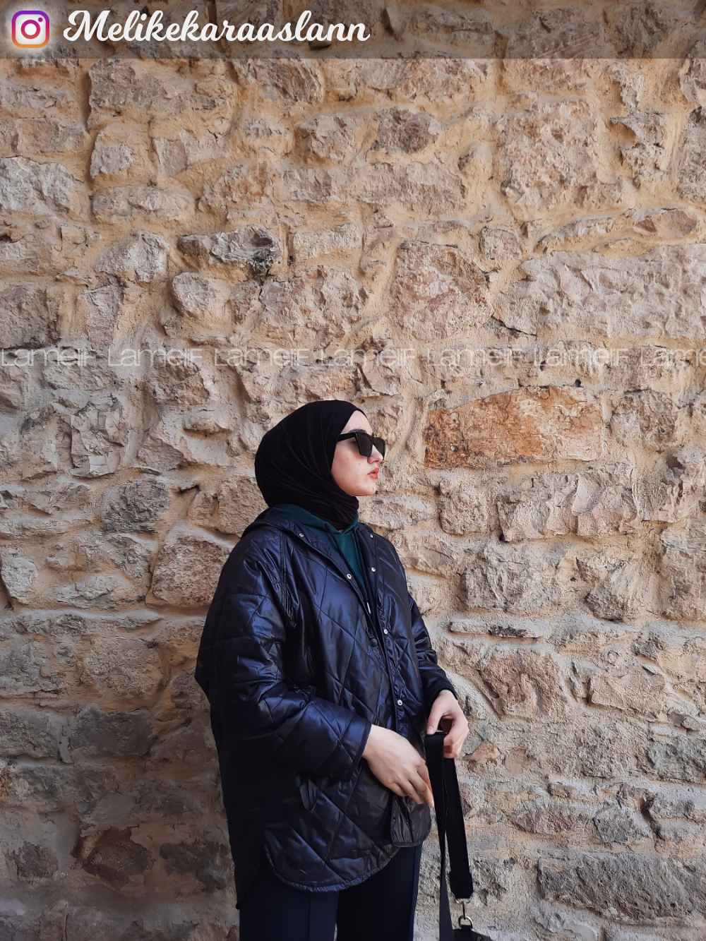 Lamelif Önü Çıtçıt Düğmeli Mont Siyah