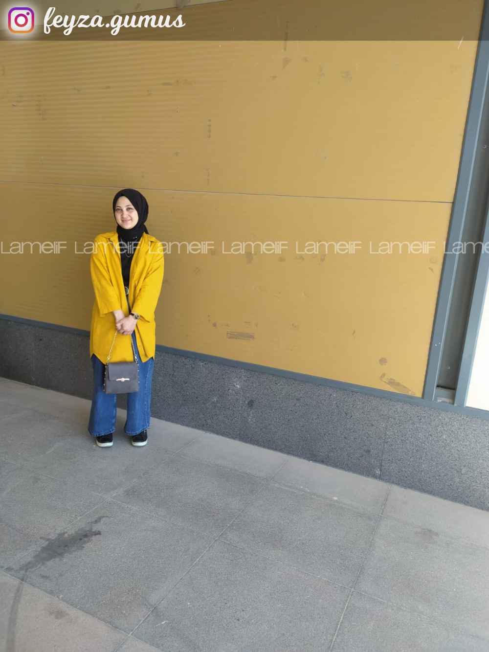 Modalamelif Gizli Cep Düşük Kol Gömlek Hardal Sarısı