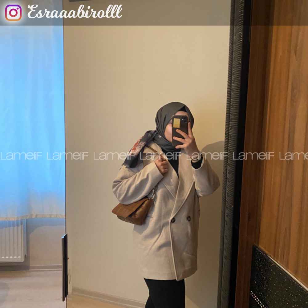 Modalamelif Oversize Kaşe Kaban Taş