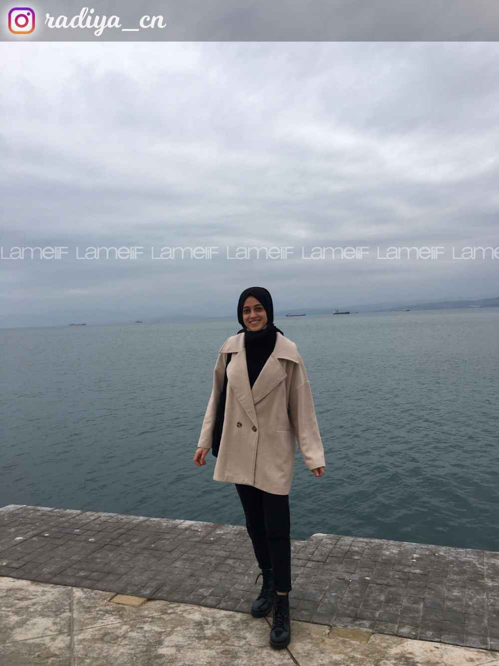 Modalamelif Oversize Kaşe Kaban Taş