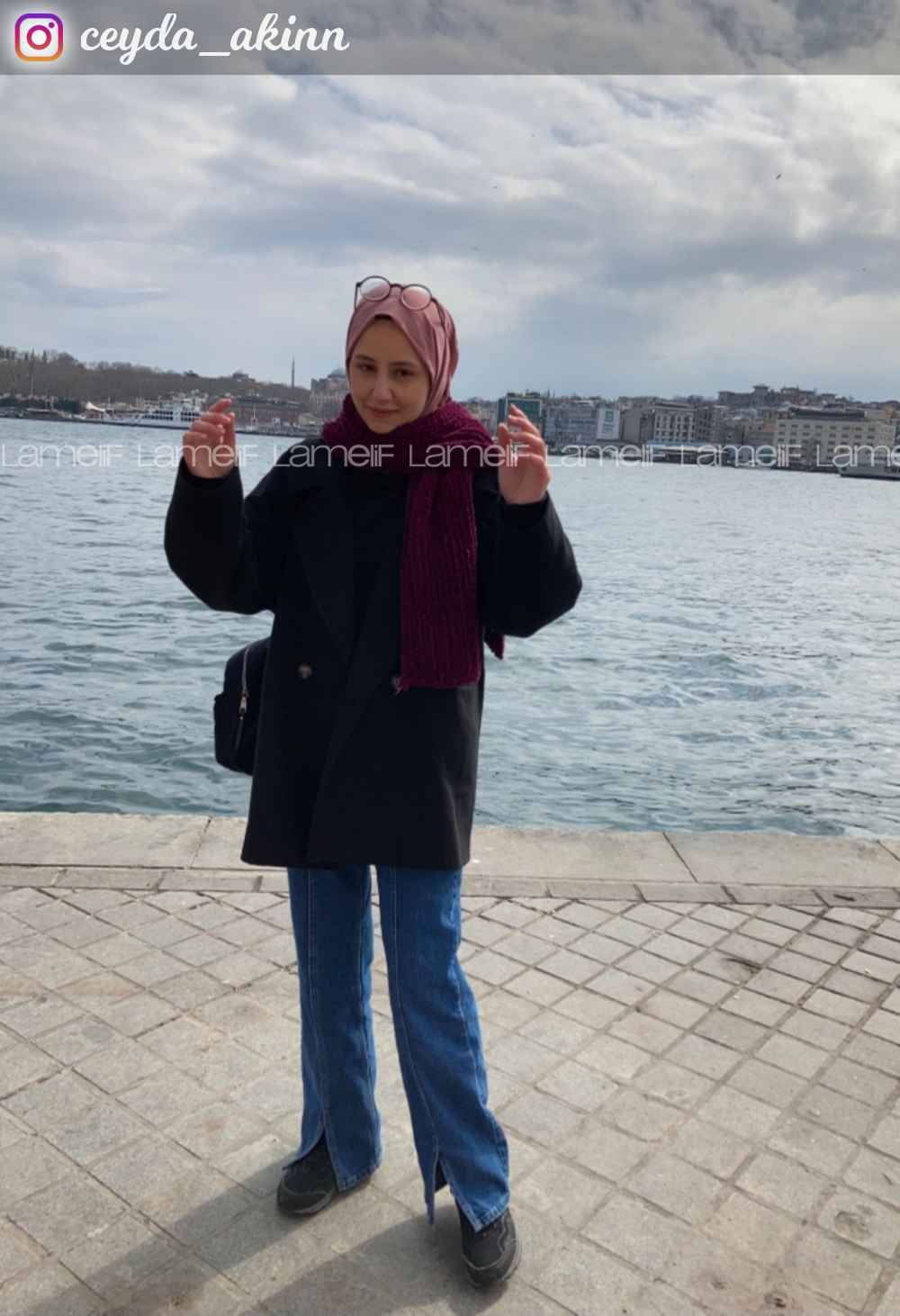 Modalamelif Oversize Kaşe Kaban Siyah