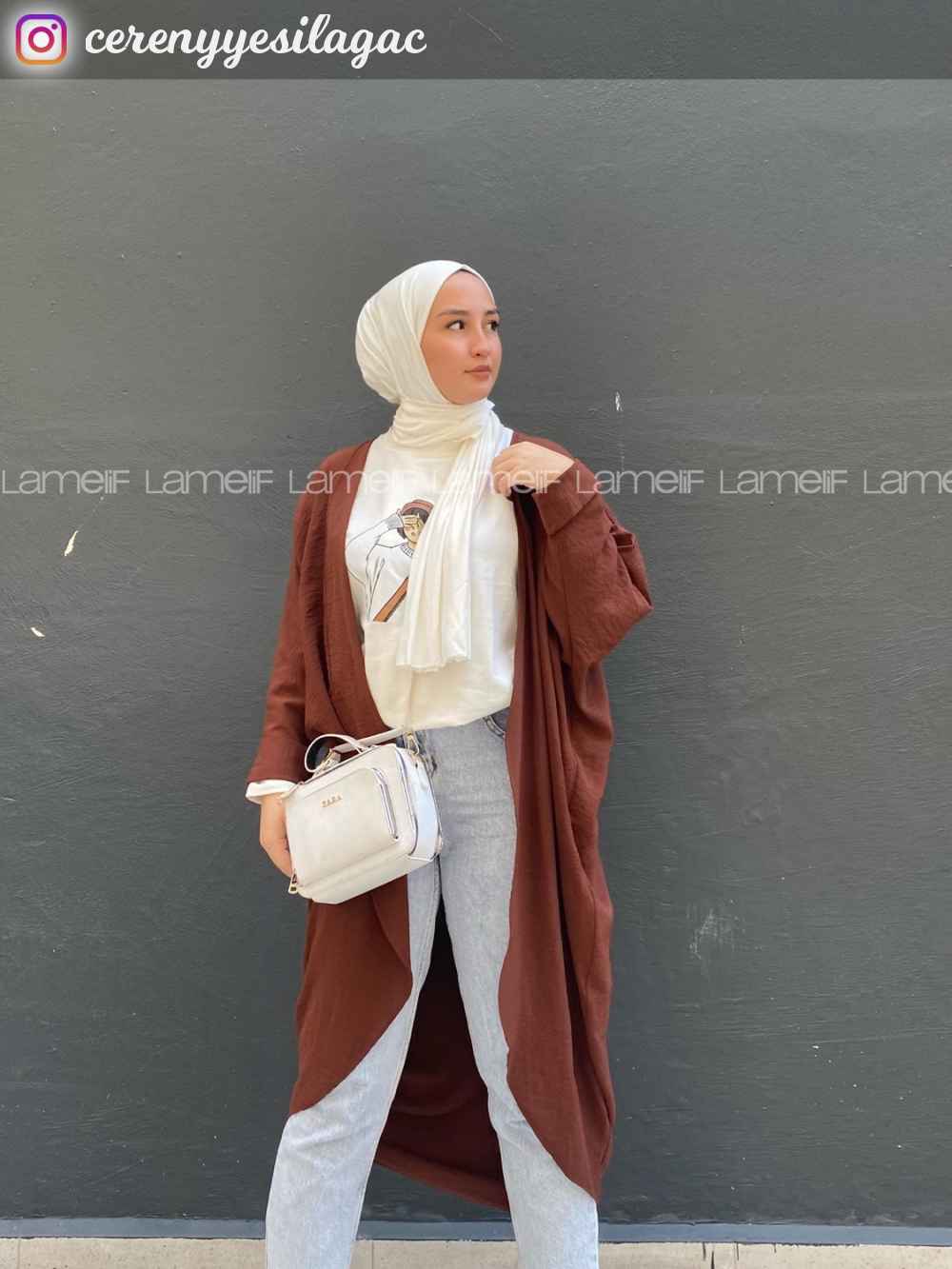 Modalamelif ya_rasa Kol Ayrobin Kimono Acı Kahve